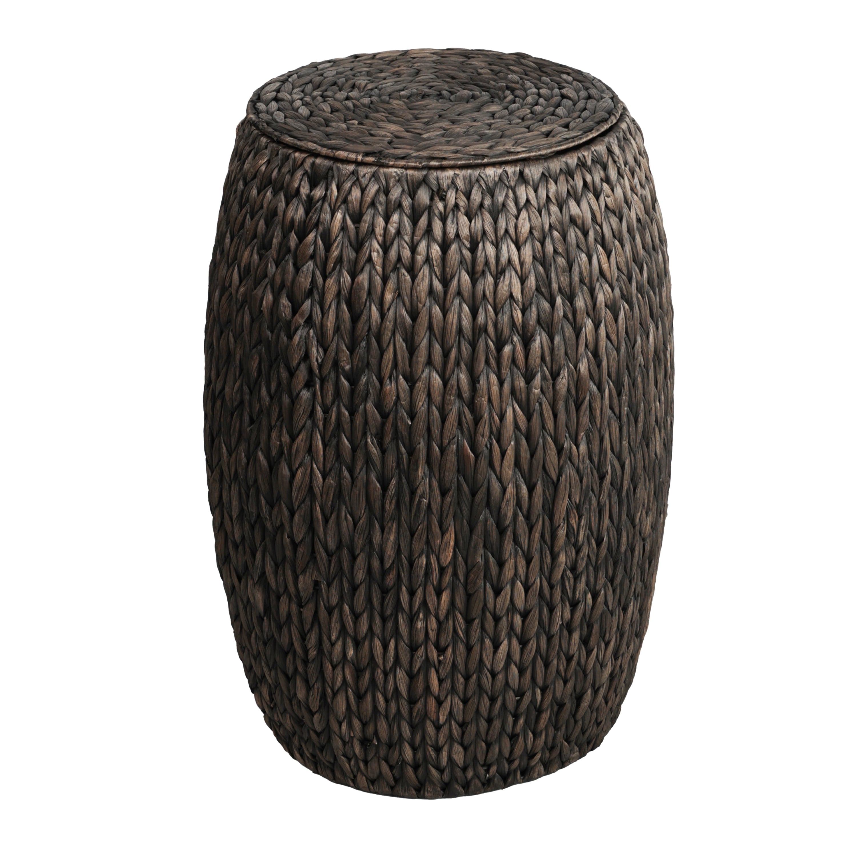 Colt Coastal Bohemian Handwoven Hyacinth Barrel Storage Stool with Lid