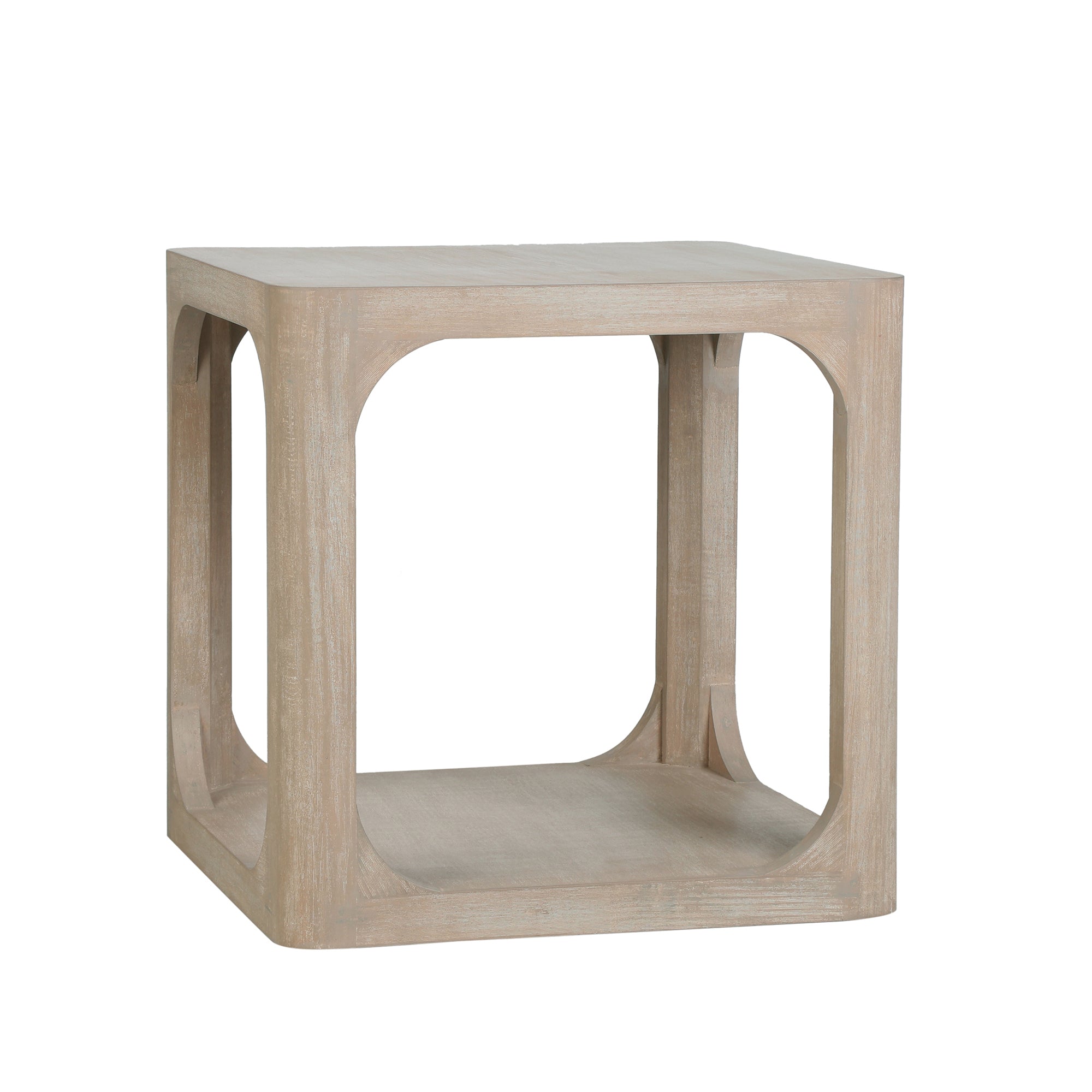 Solid Wood 22" Wide Cube Accent Table, Brushed White