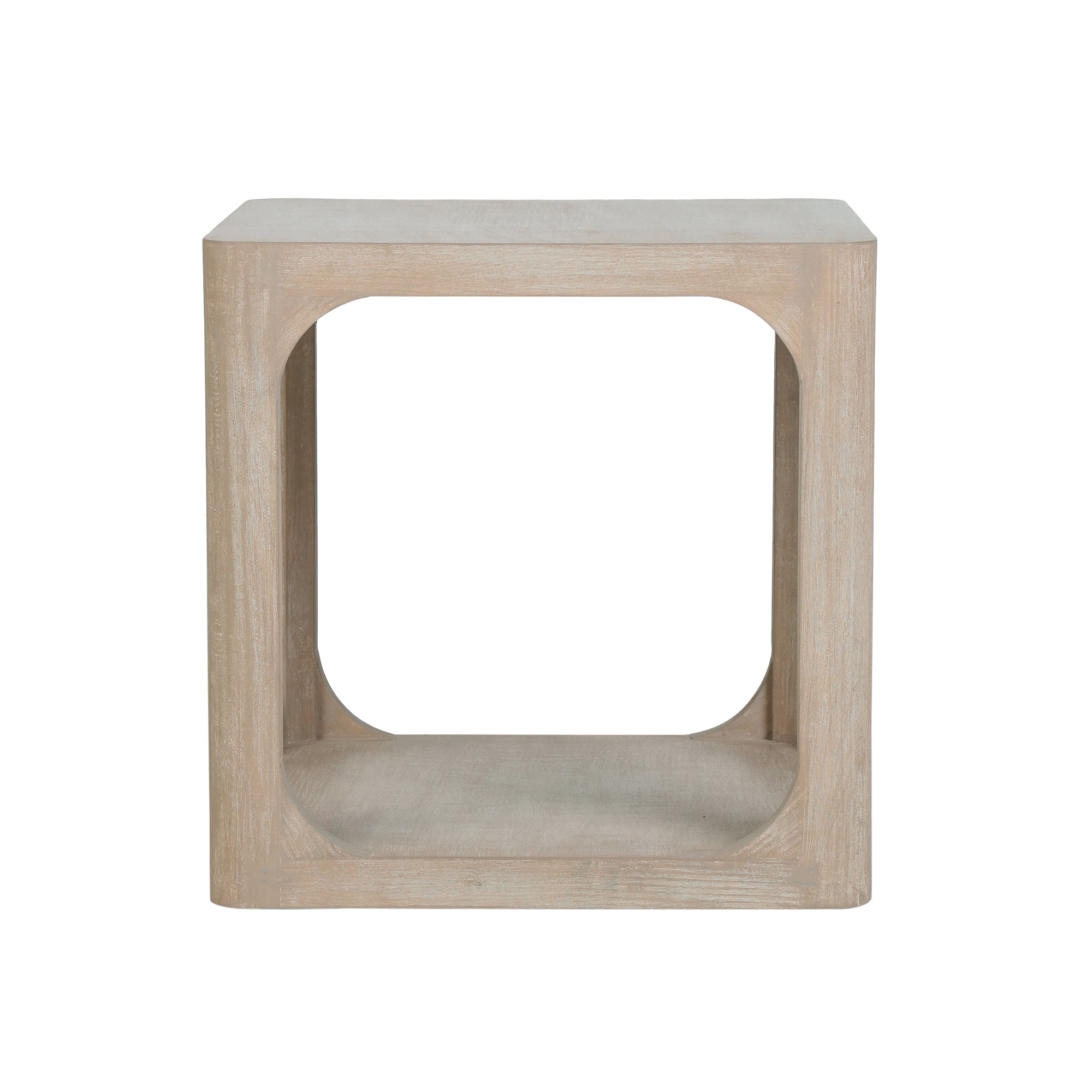 Solid Wood 22" Wide Cube Accent Table, Brushed White