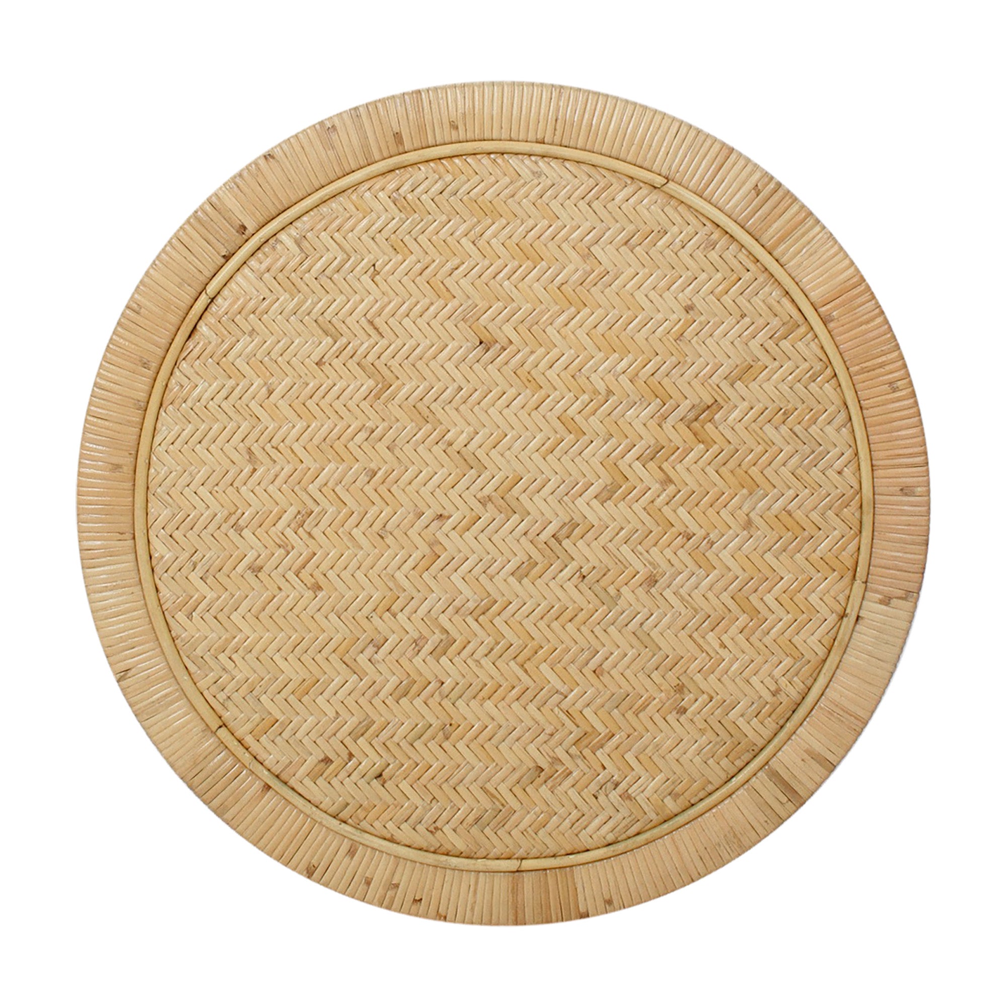 Round Natural Rattan Side Table With Shelf
