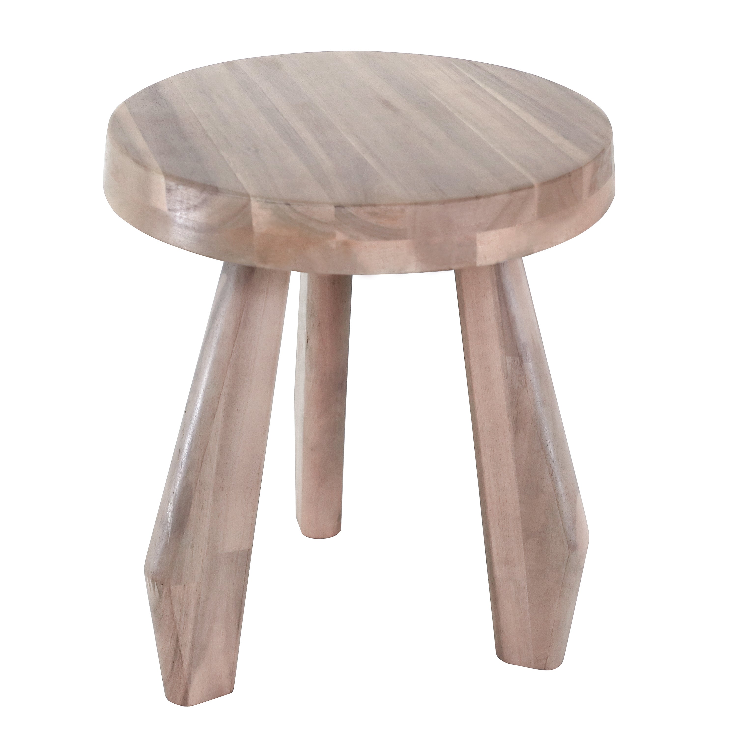 Terra Rustic Coastal Acacia Wood Tripod Round Accent Stool