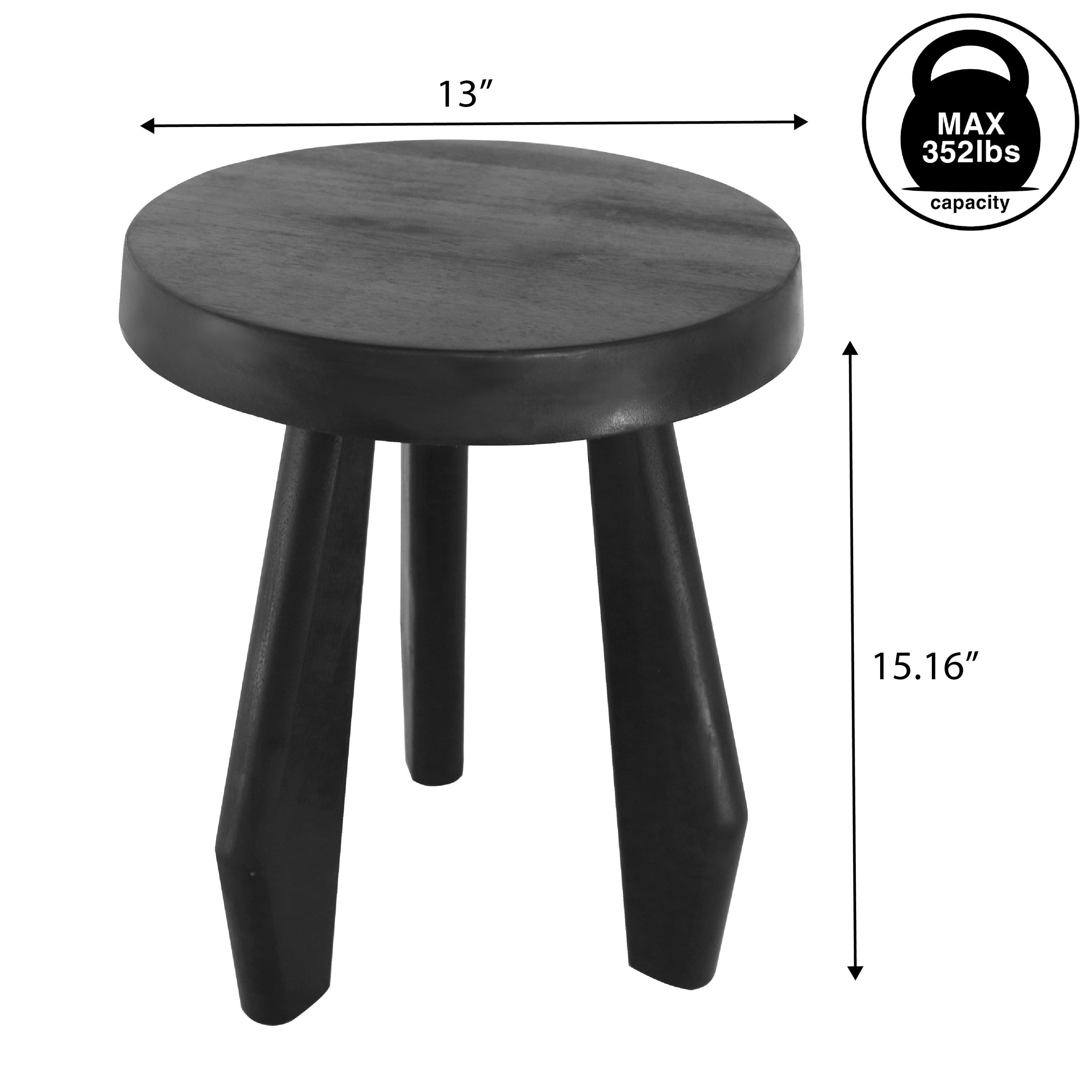 Terra Rustic Coastal Acacia Wood Tripod Round Accent Stool
