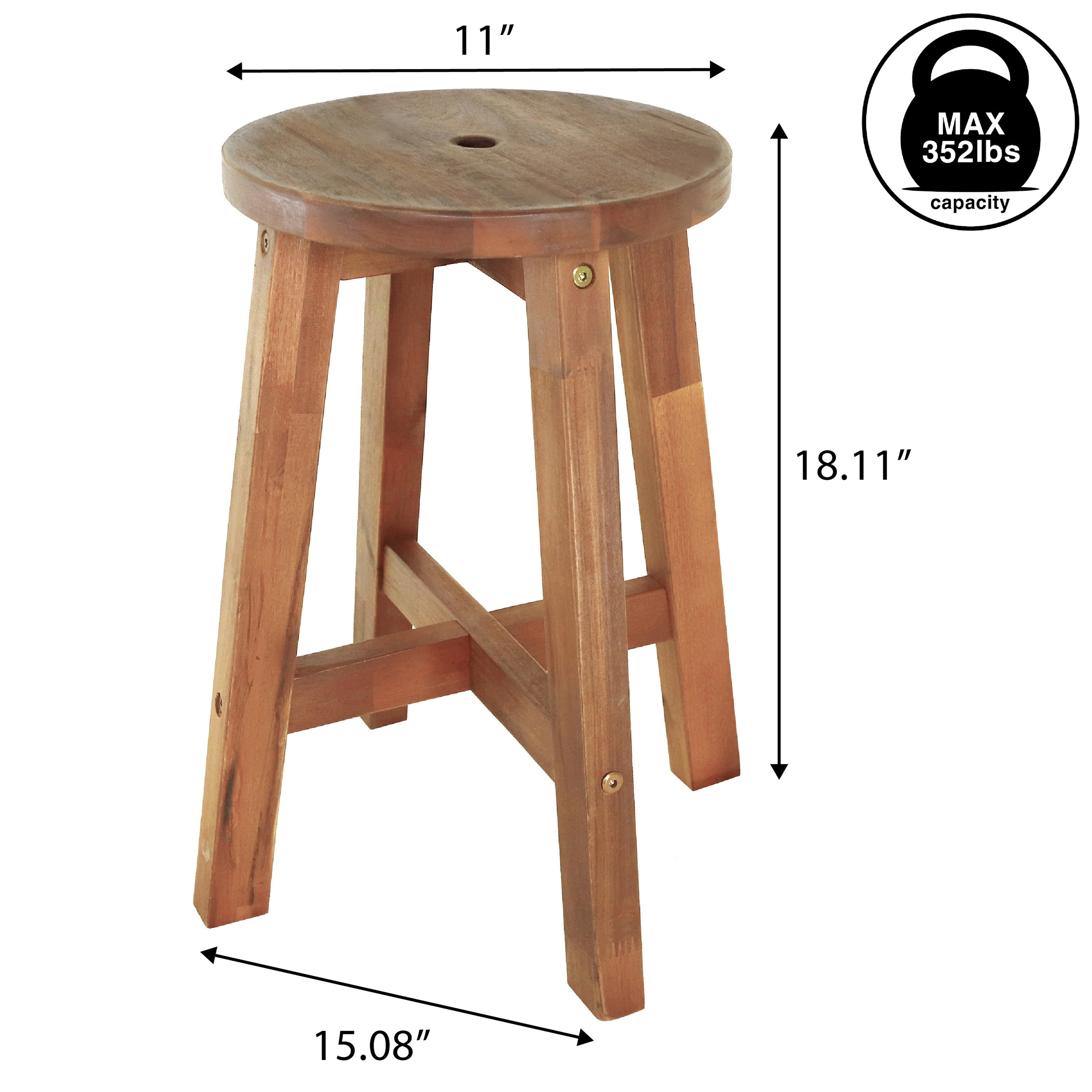 Grove Coastal Casual Acacia Wood Round Accent Stool