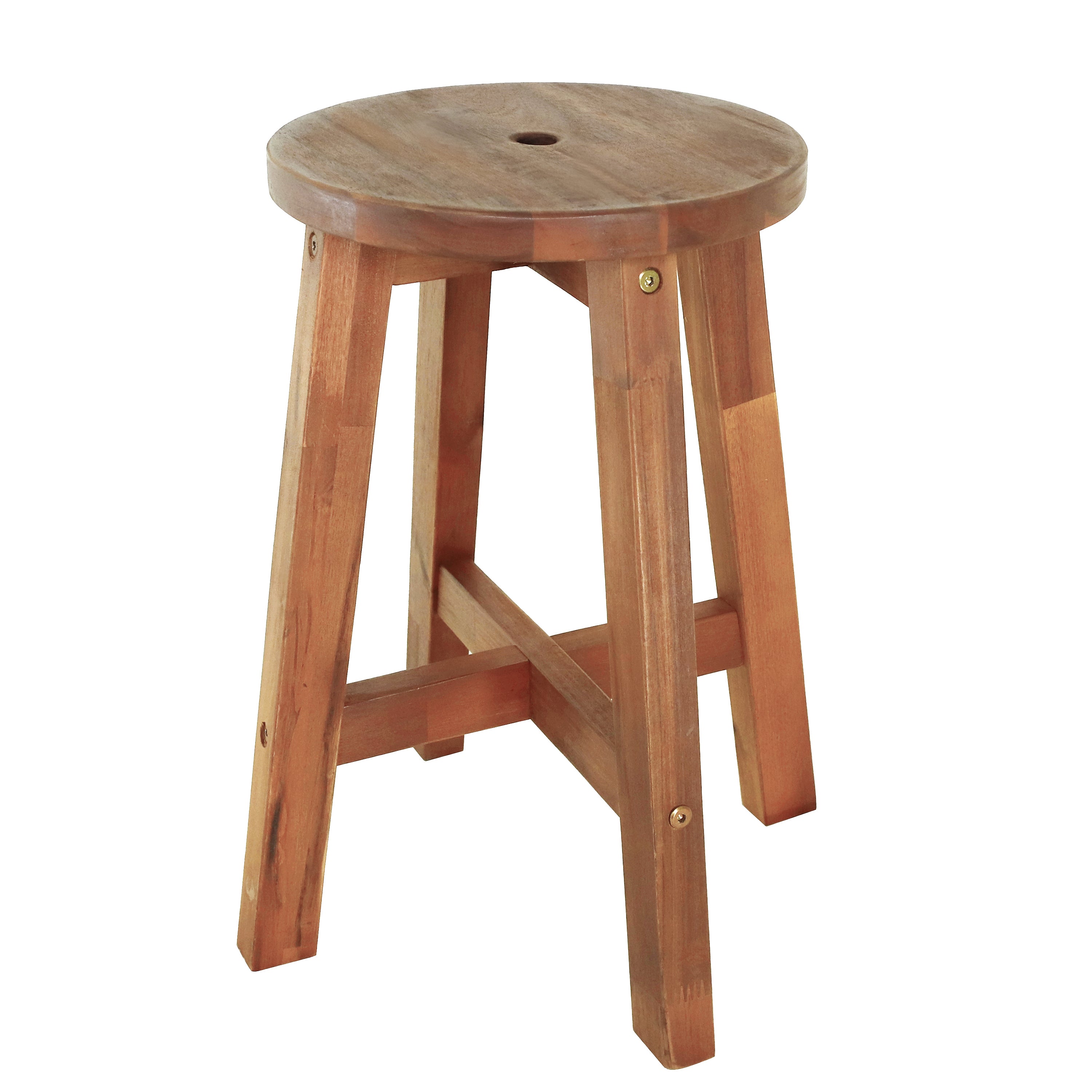 Grove Coastal Casual Acacia Wood Round Accent Stool