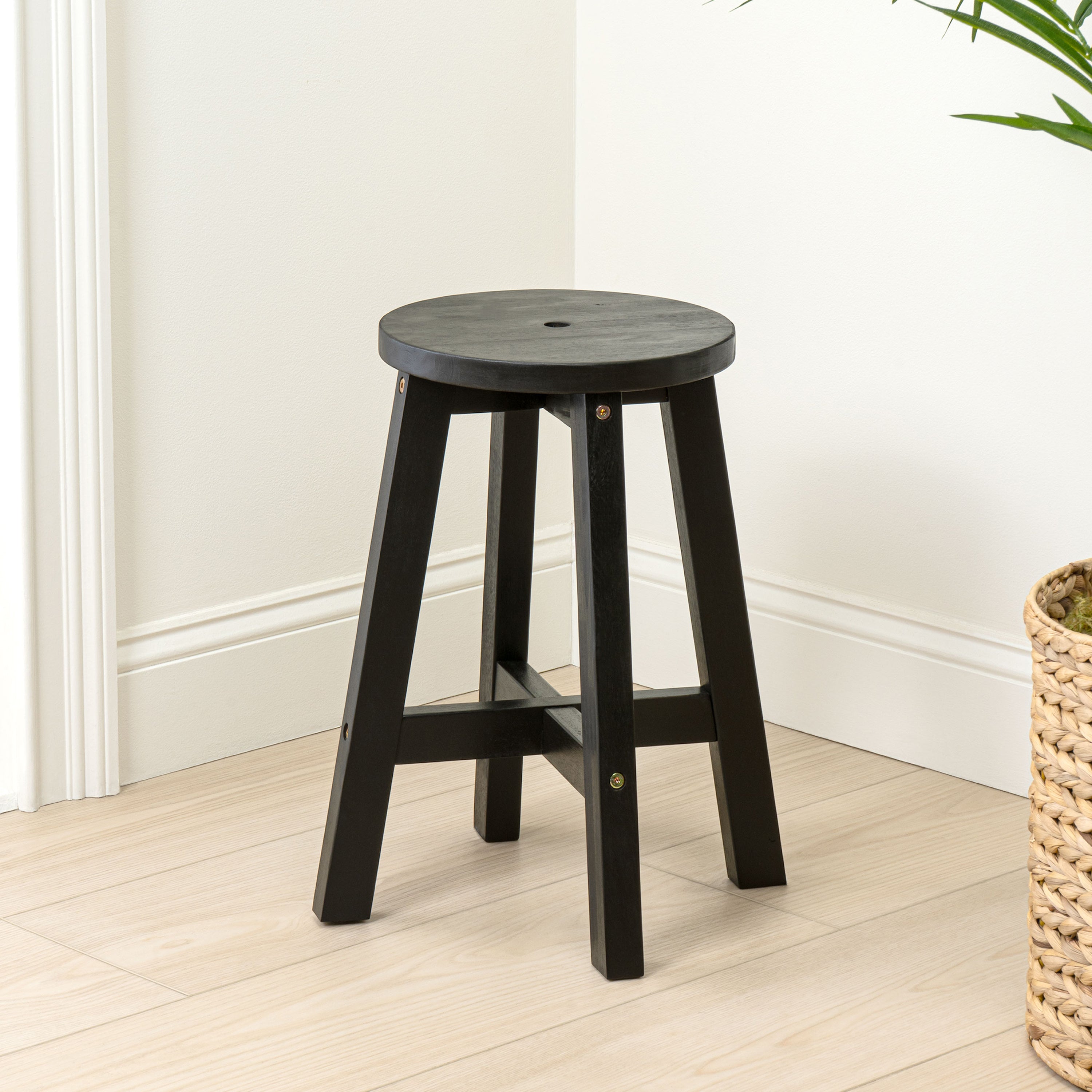 Grove Coastal Casual Acacia Wood Round Accent Stool
