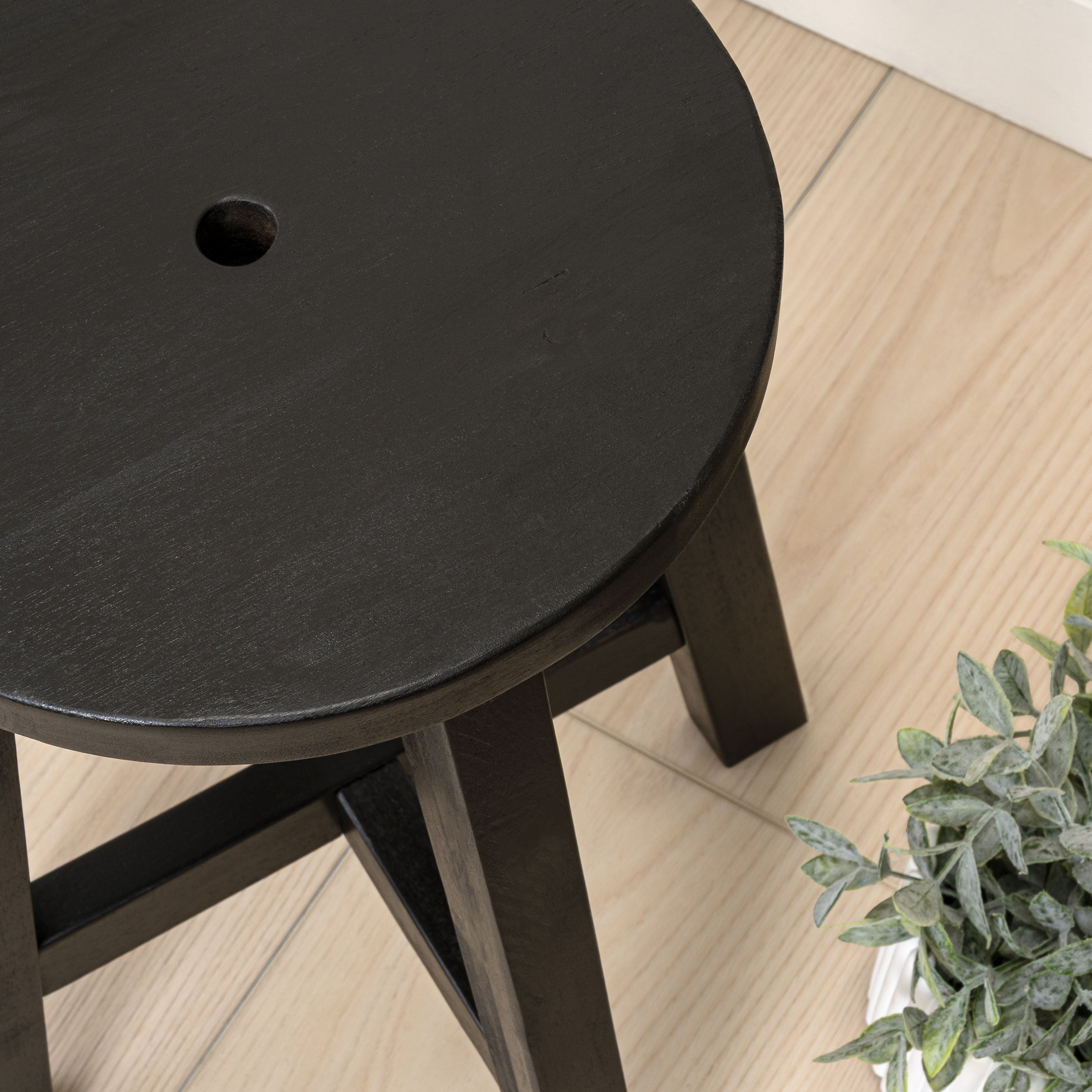 Grove Coastal Casual Acacia Wood Round Accent Stool