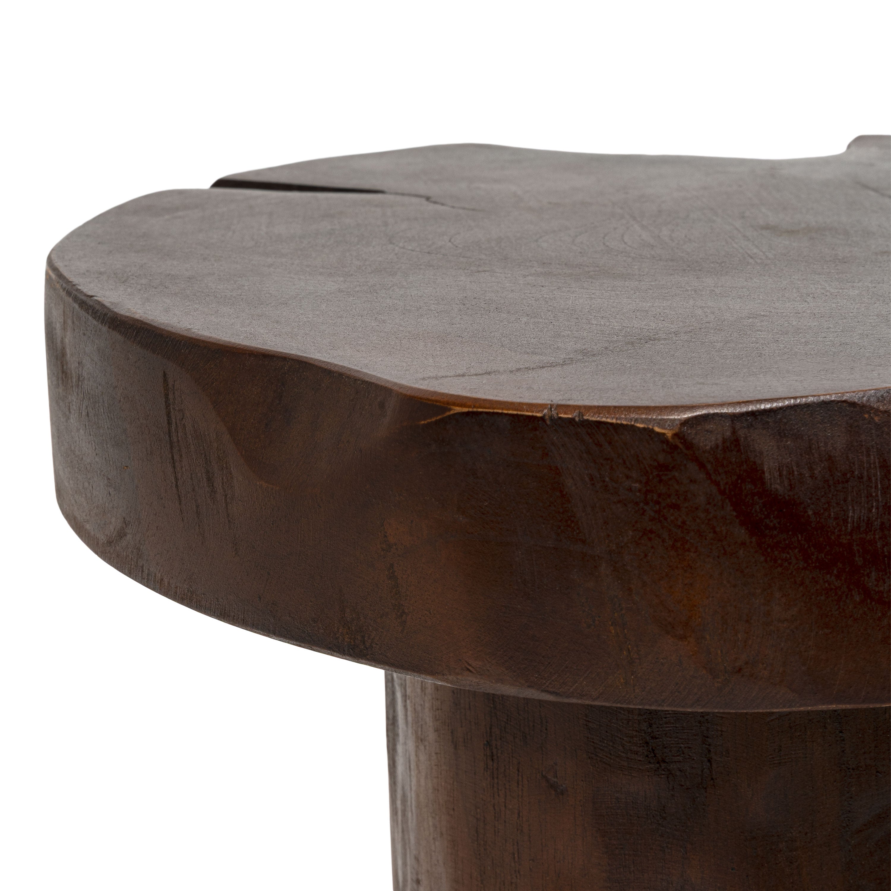 Amara Rustic Modern Handcrafted Live Edge Solid Teak Wood Stump Stool