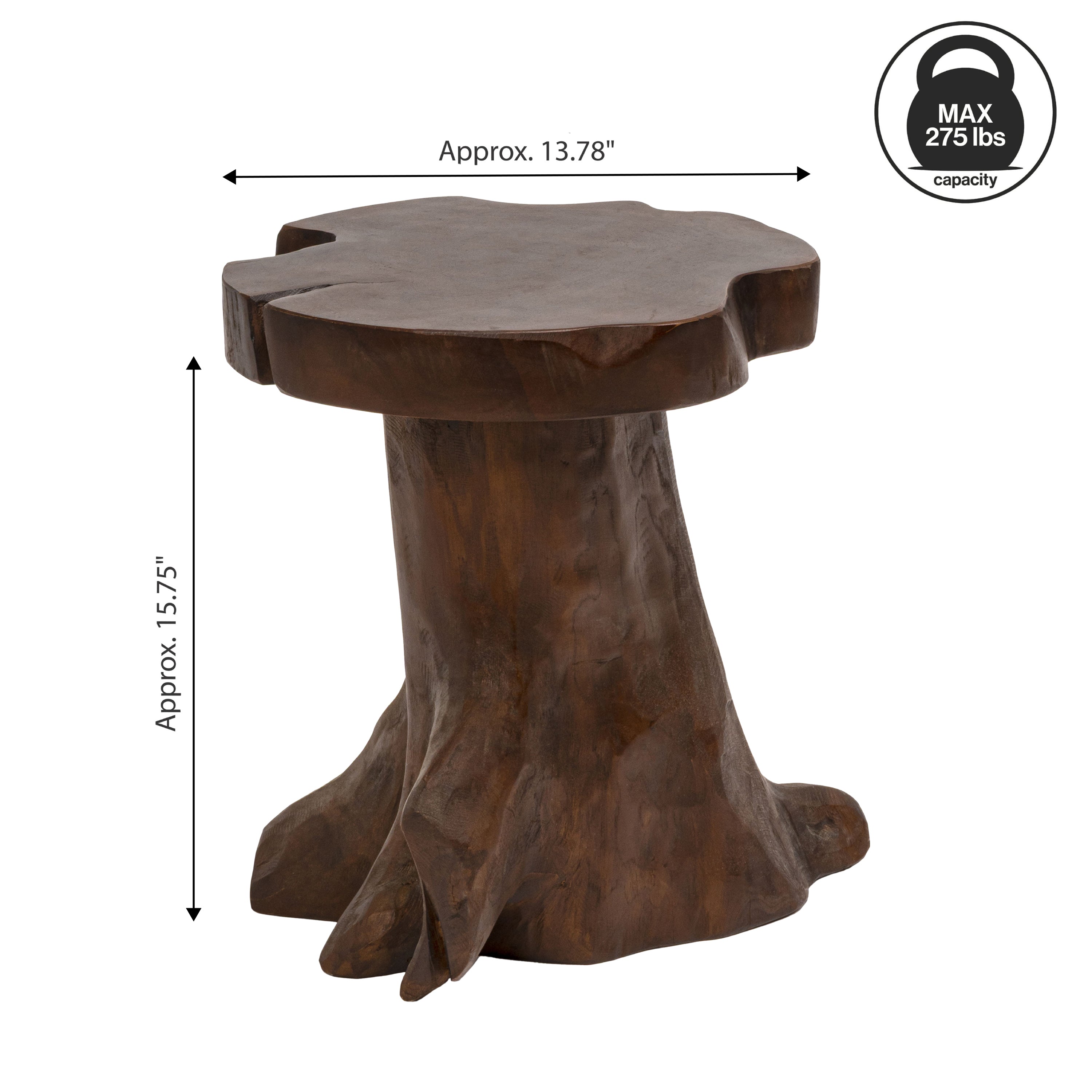 Amara Rustic Modern Handcrafted Live Edge Solid Teak Wood Stump Stool
