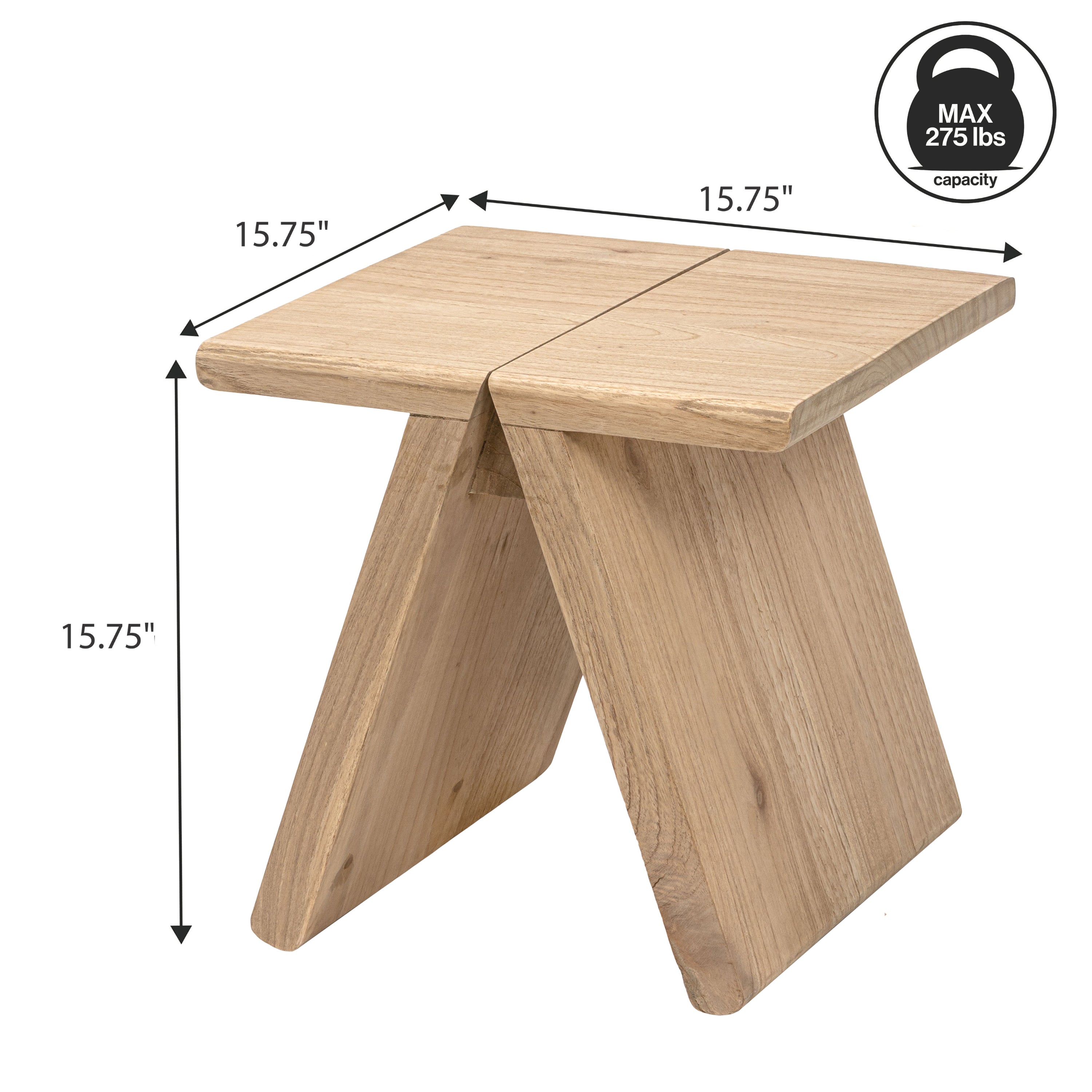 Jack Rustic Scandinavian Handcrafted Solid Mindi Wood Sculptural Base Accent Stool