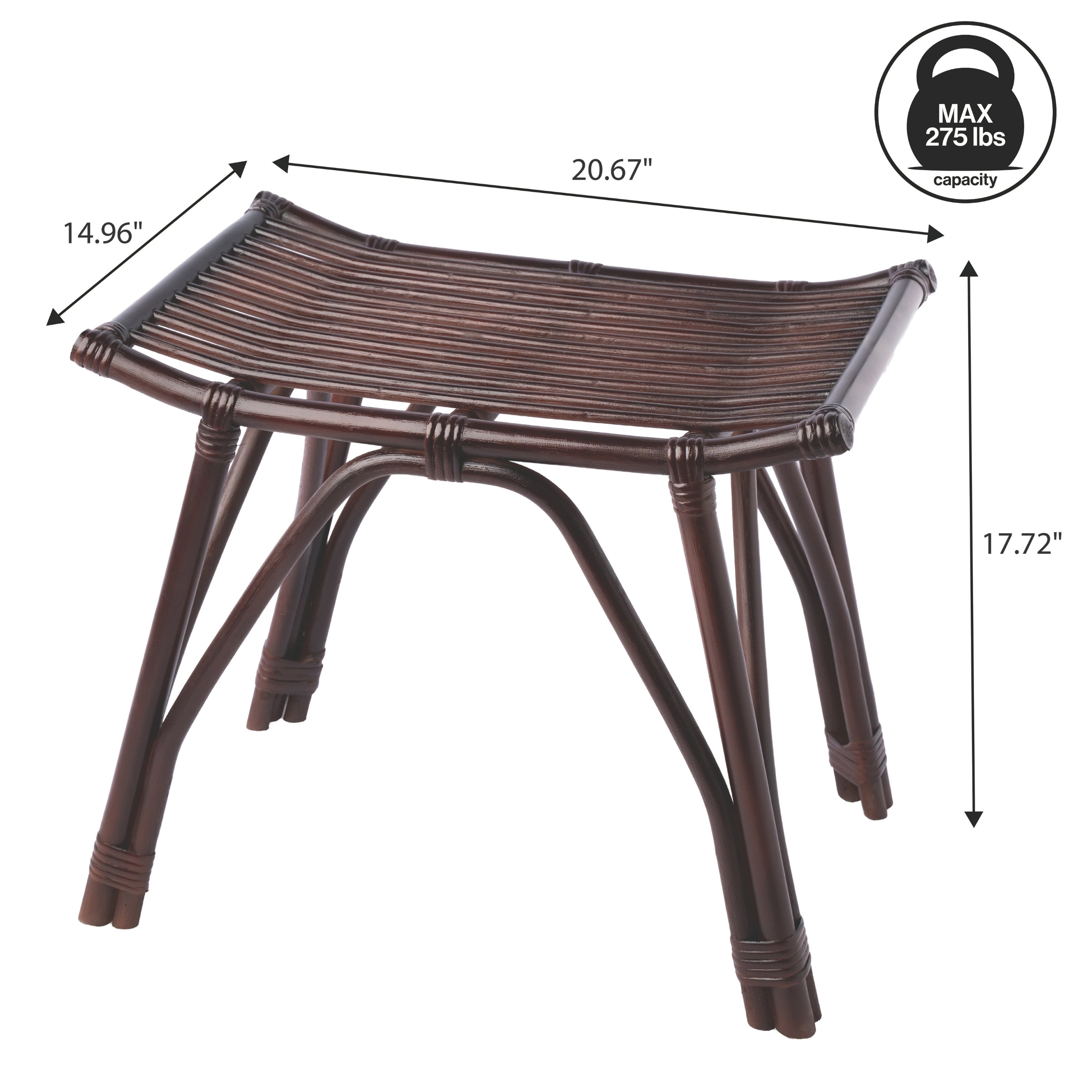 Gabriel Modern Bohemian Handcrafted Rattan/Teak Wood Curved Seat Accent Stool