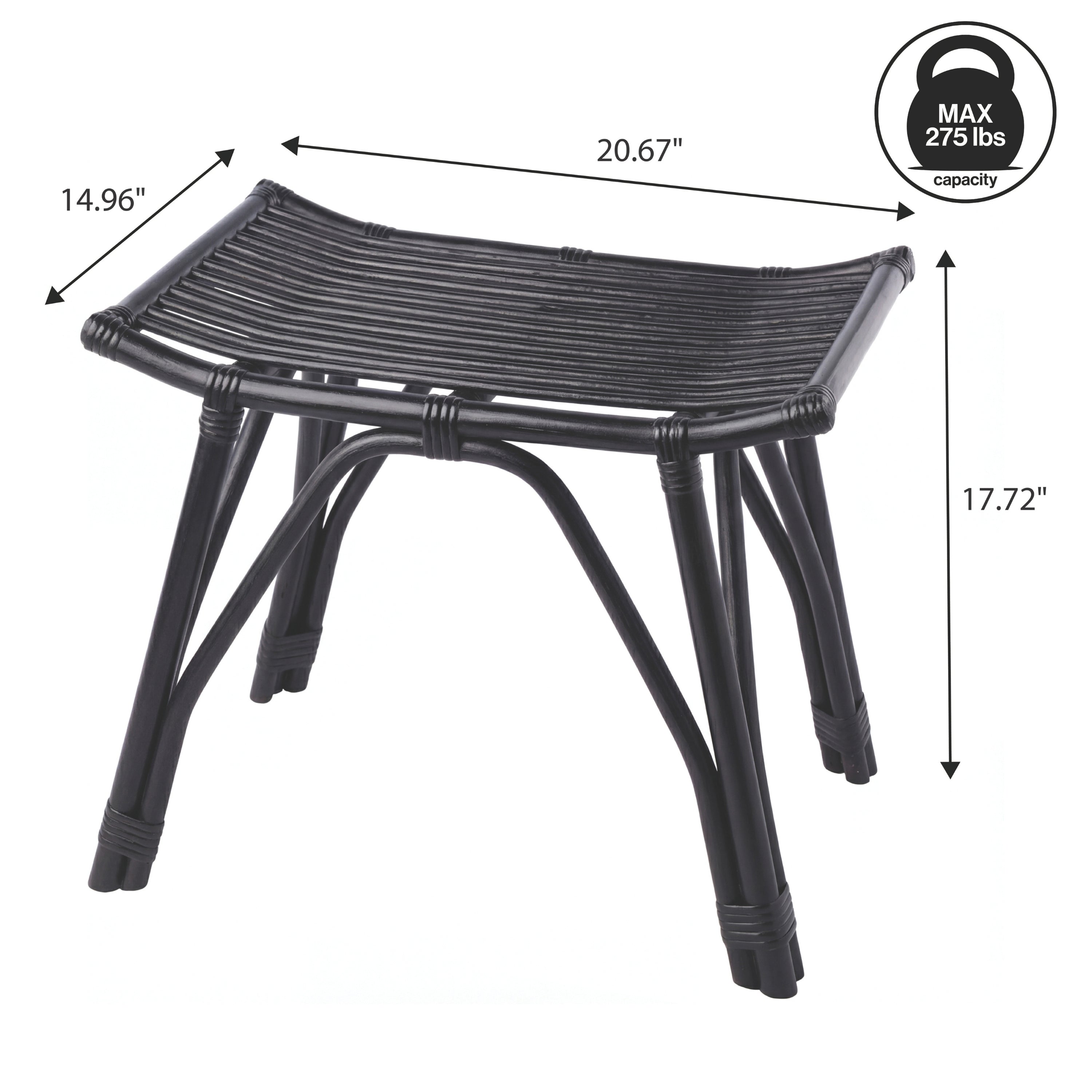Gabriel Modern Bohemian Handcrafted Rattan/Teak Wood Curved Seat Accent Stool