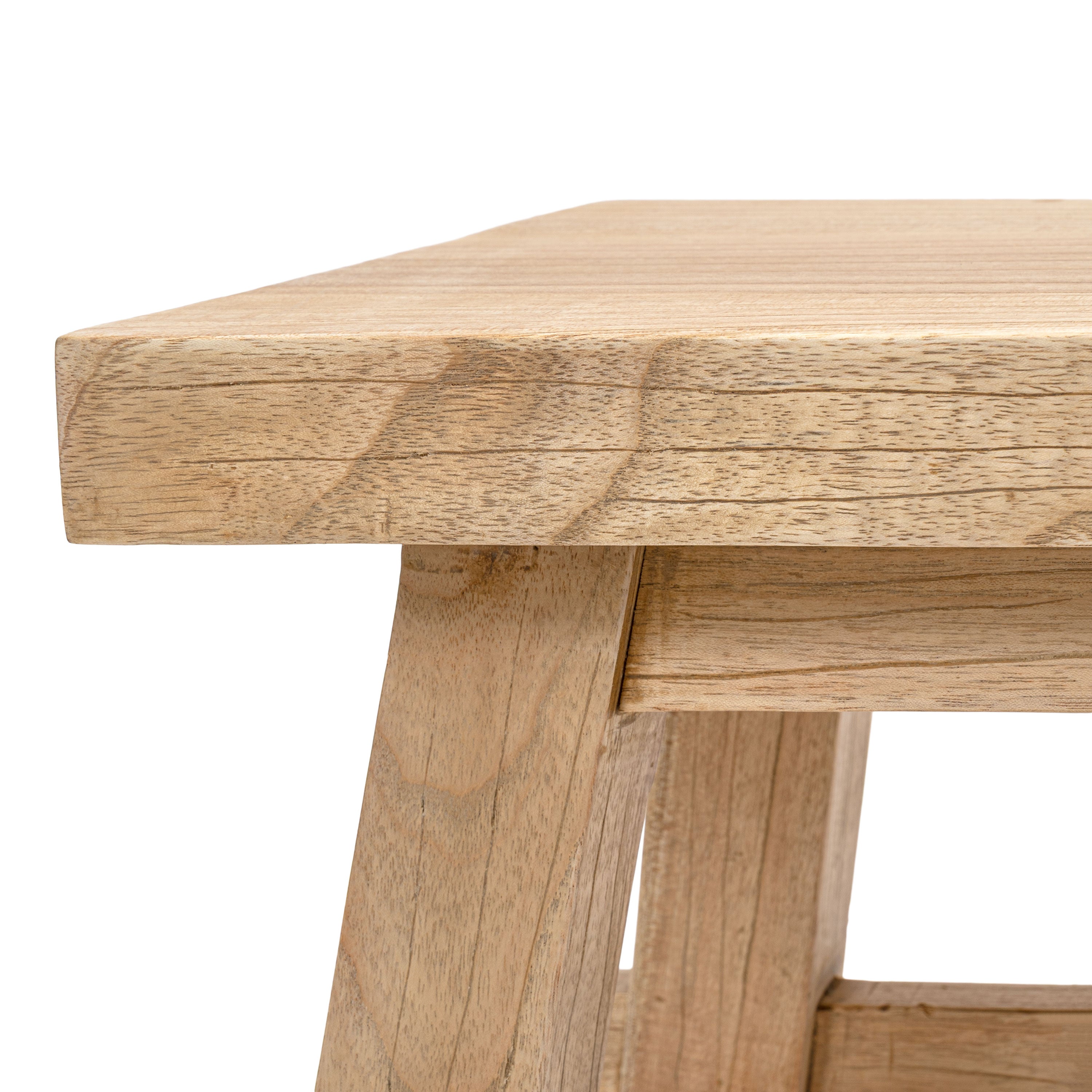 Revine Rustic Farmhouse Solid Mindi Wood Handcrafted Accent Stool