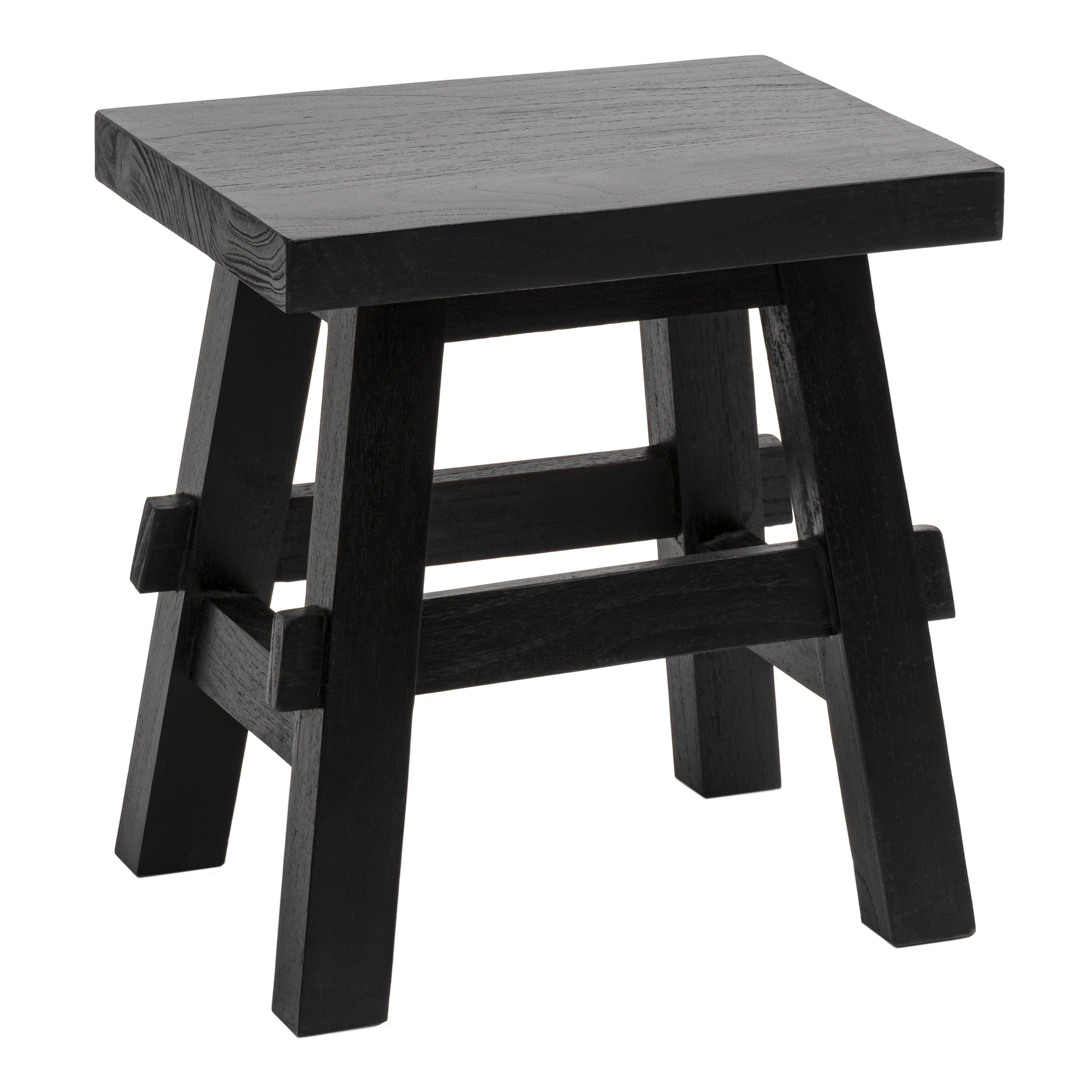 Revine Rustic Farmhouse Solid Mindi Wood Handcrafted Accent Stool