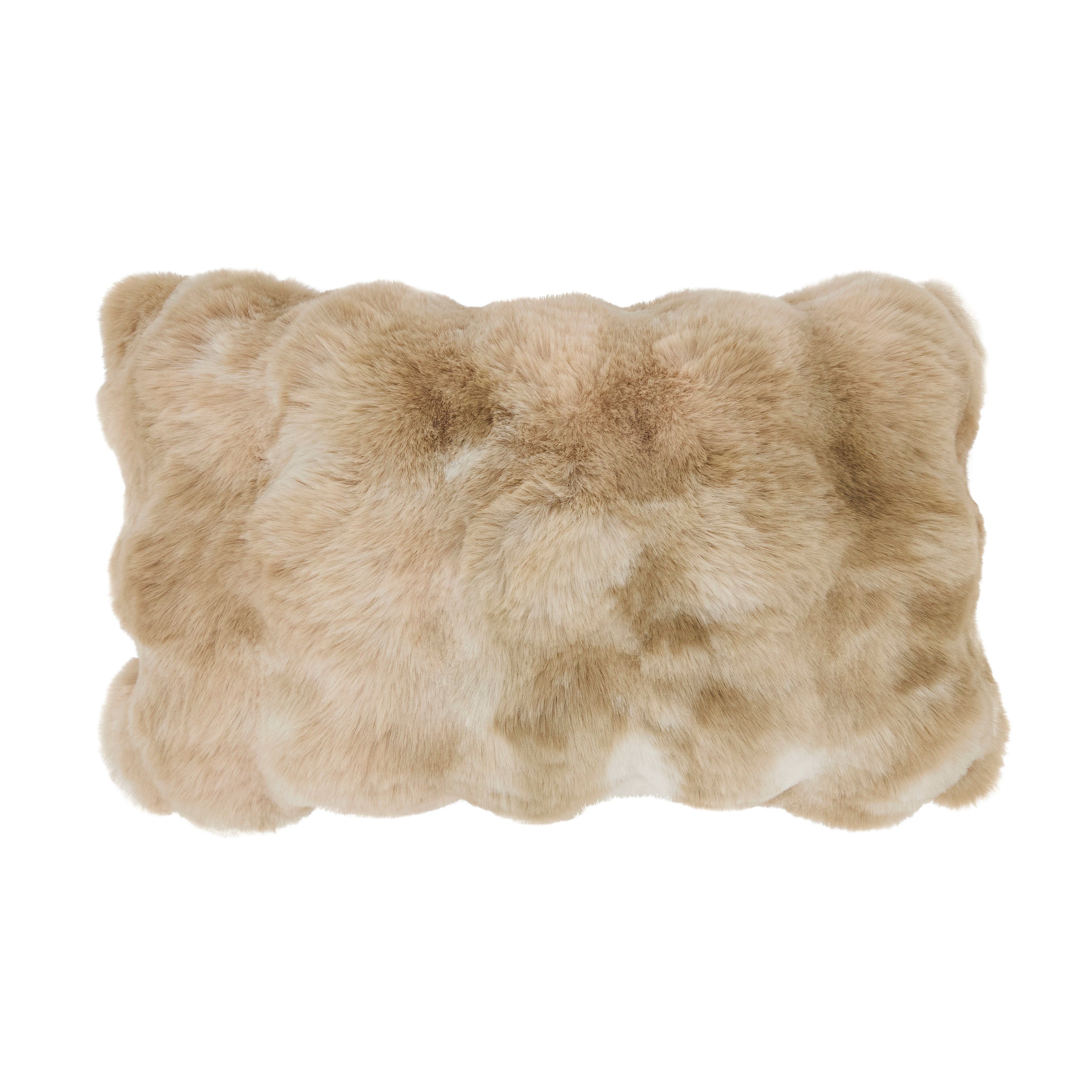Plush Faux Fur Poly Filled Throw Pillow