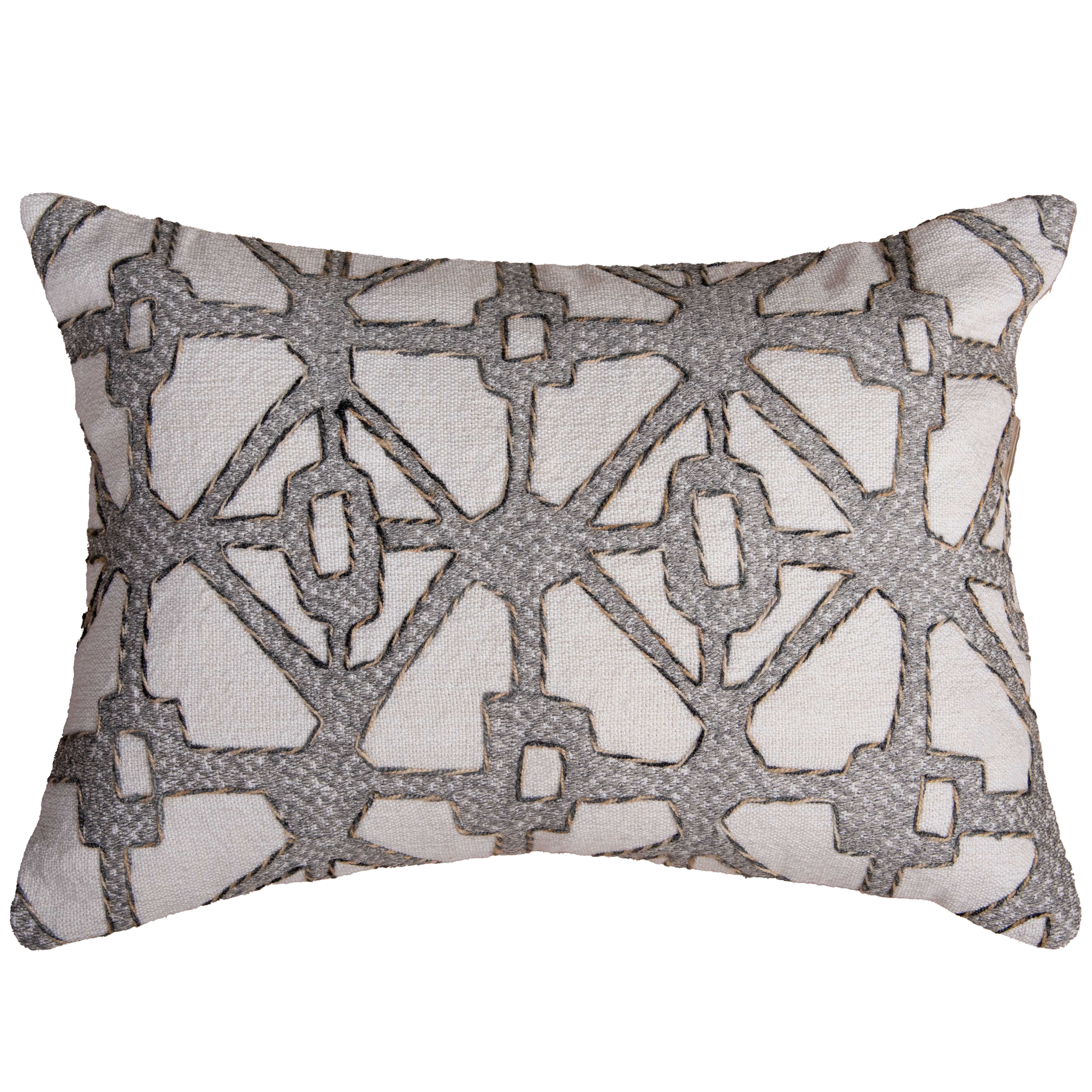 Woven Embroidered Geometric Down Alternative Decorative Throw Pillow