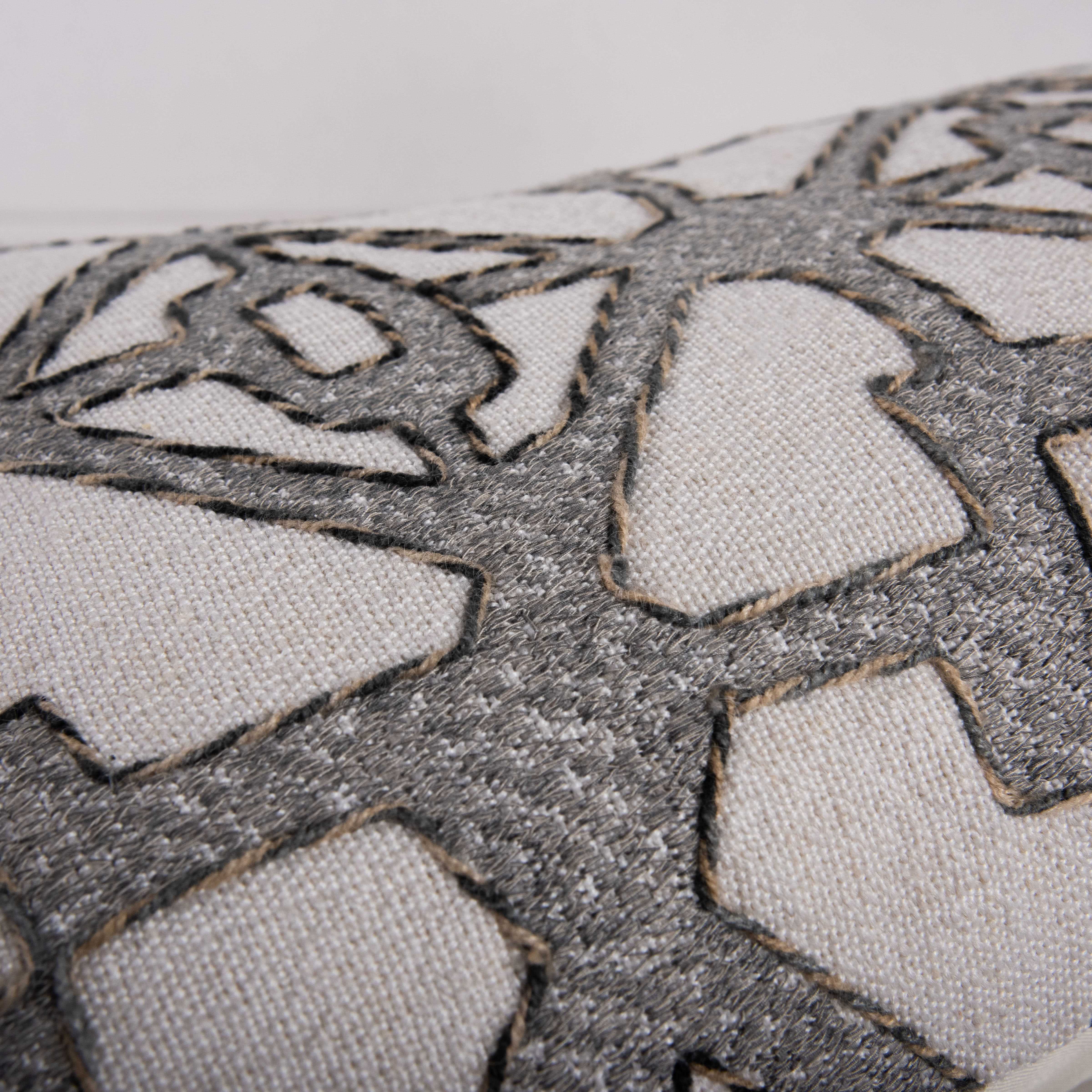 Woven Embroidered Geometric Down Alternative Decorative Throw Pillow