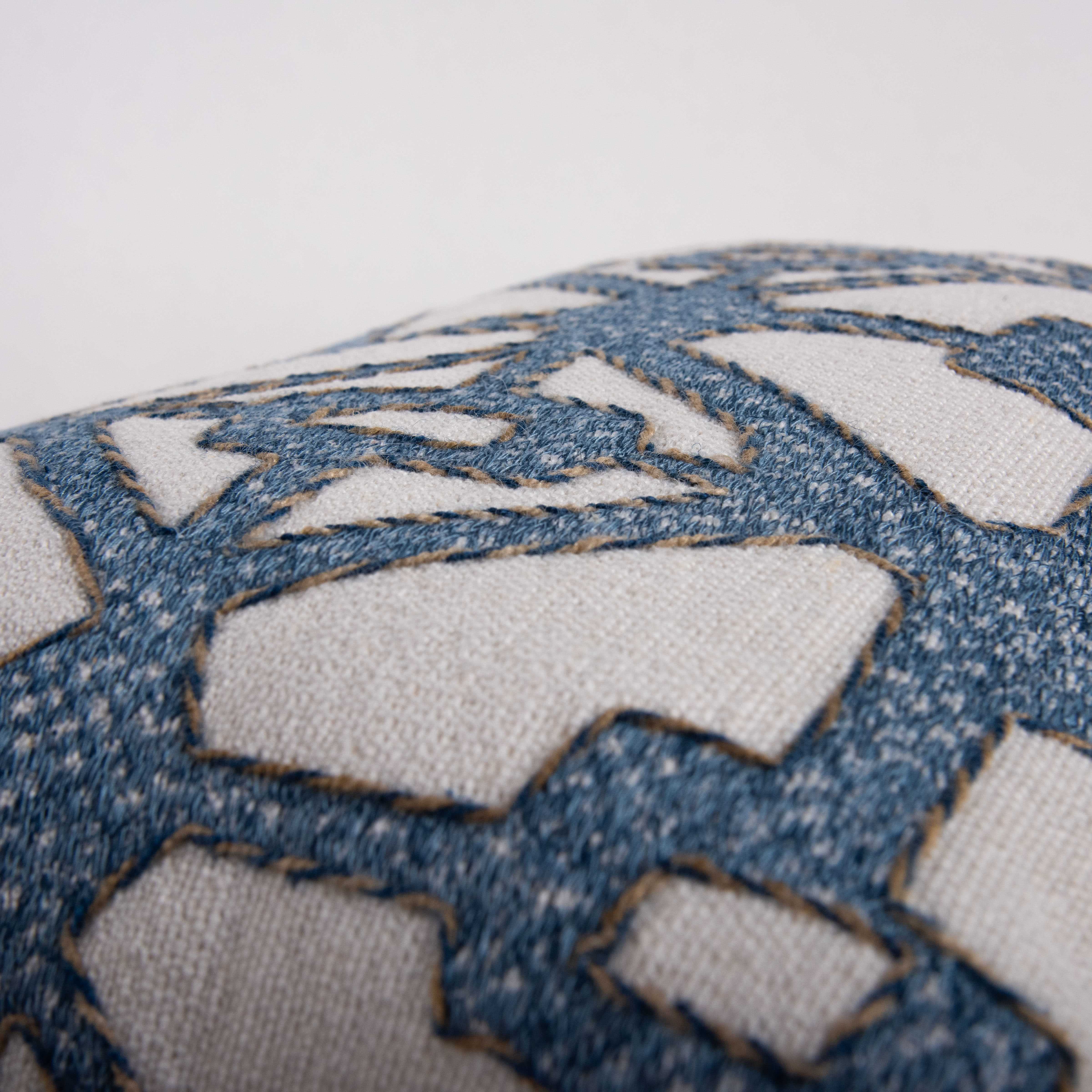 Woven Embroidered Geometric Down Alternative Decorative Throw Pillow