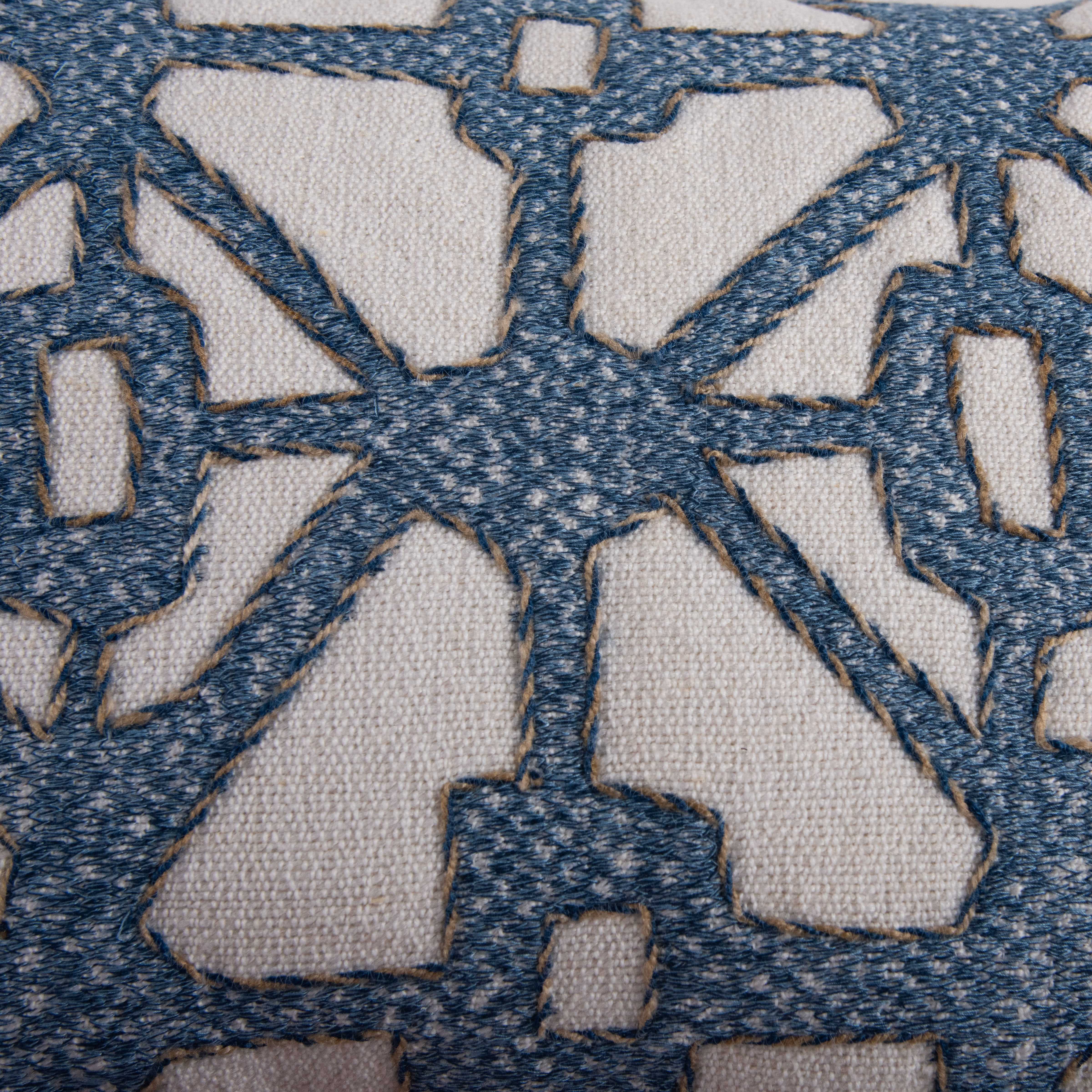 Woven Embroidered Geometric Down Alternative Decorative Throw Pillow