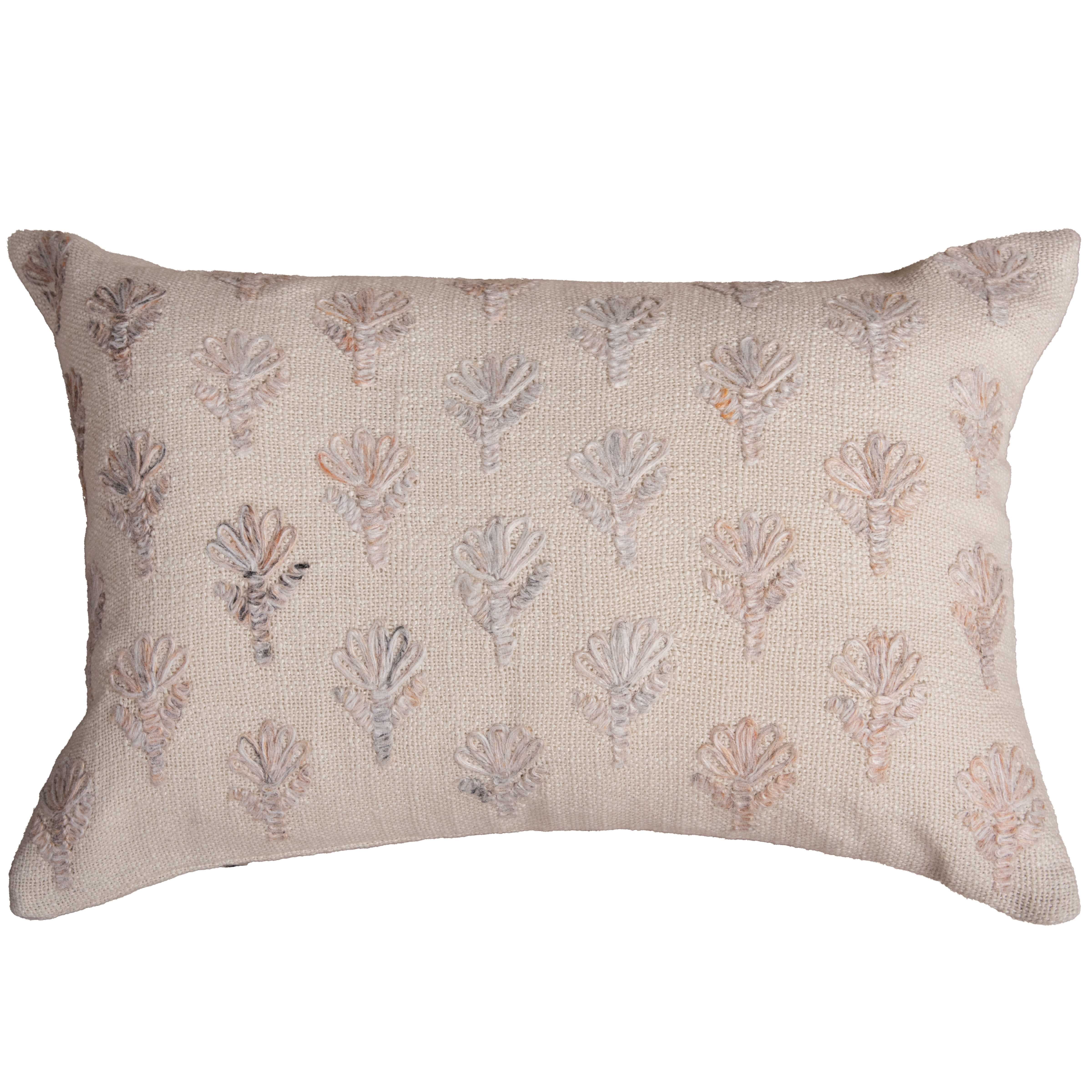 Indoor/Outdoor Embroidered Botanical Decorative Throw Pillow