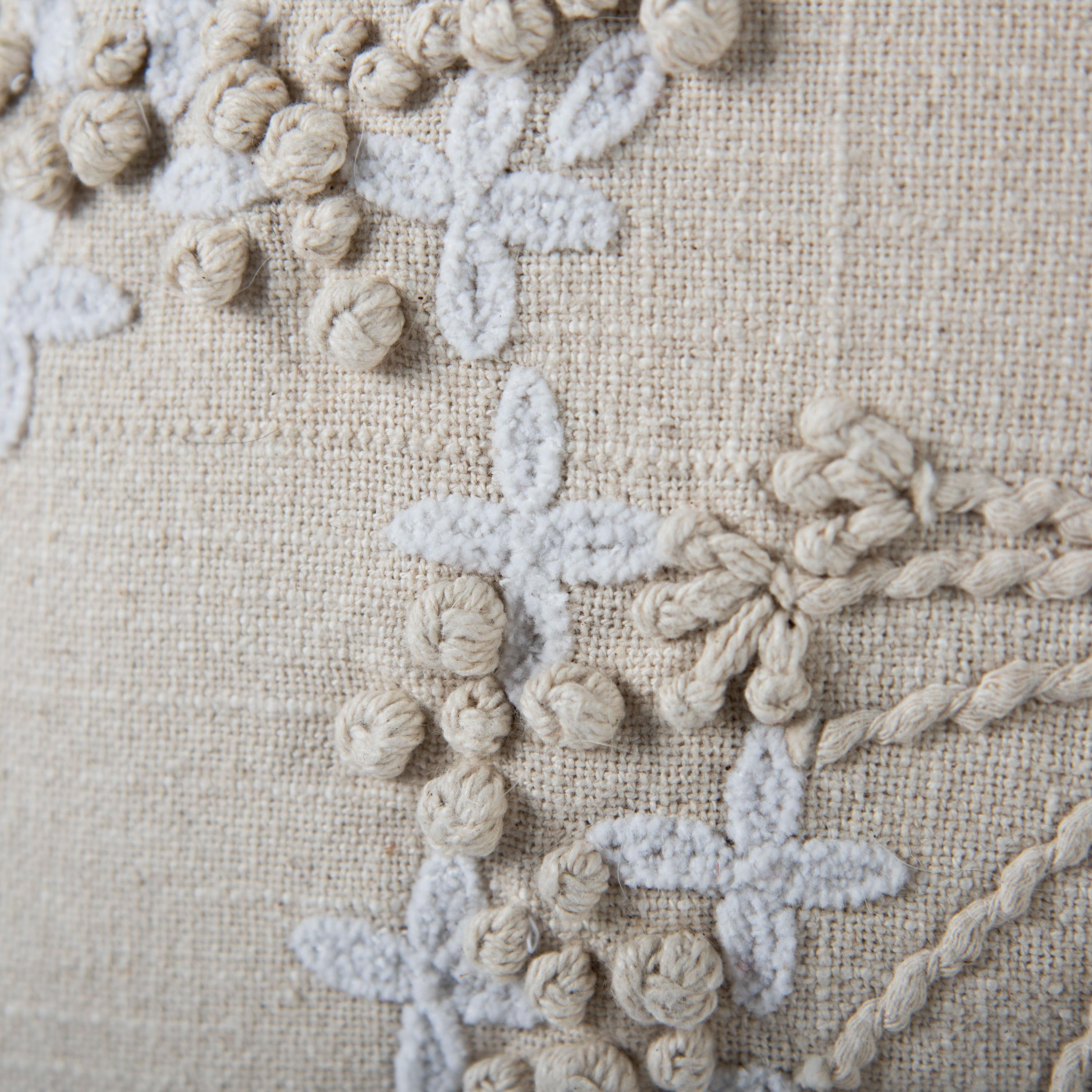 Embroidered Botanical Lumbar Throw Pillow