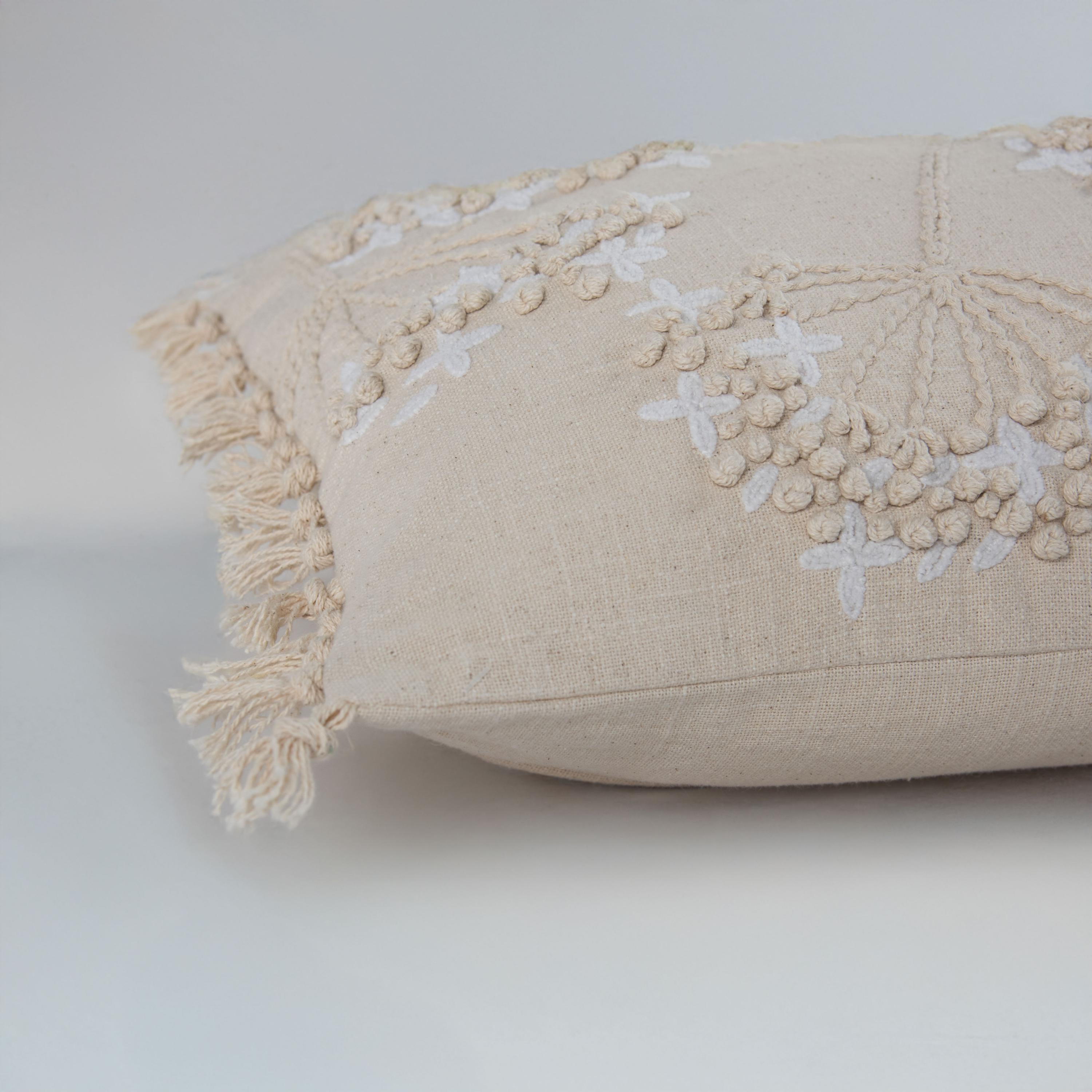 Embroidered Botanical Lumbar Throw Pillow