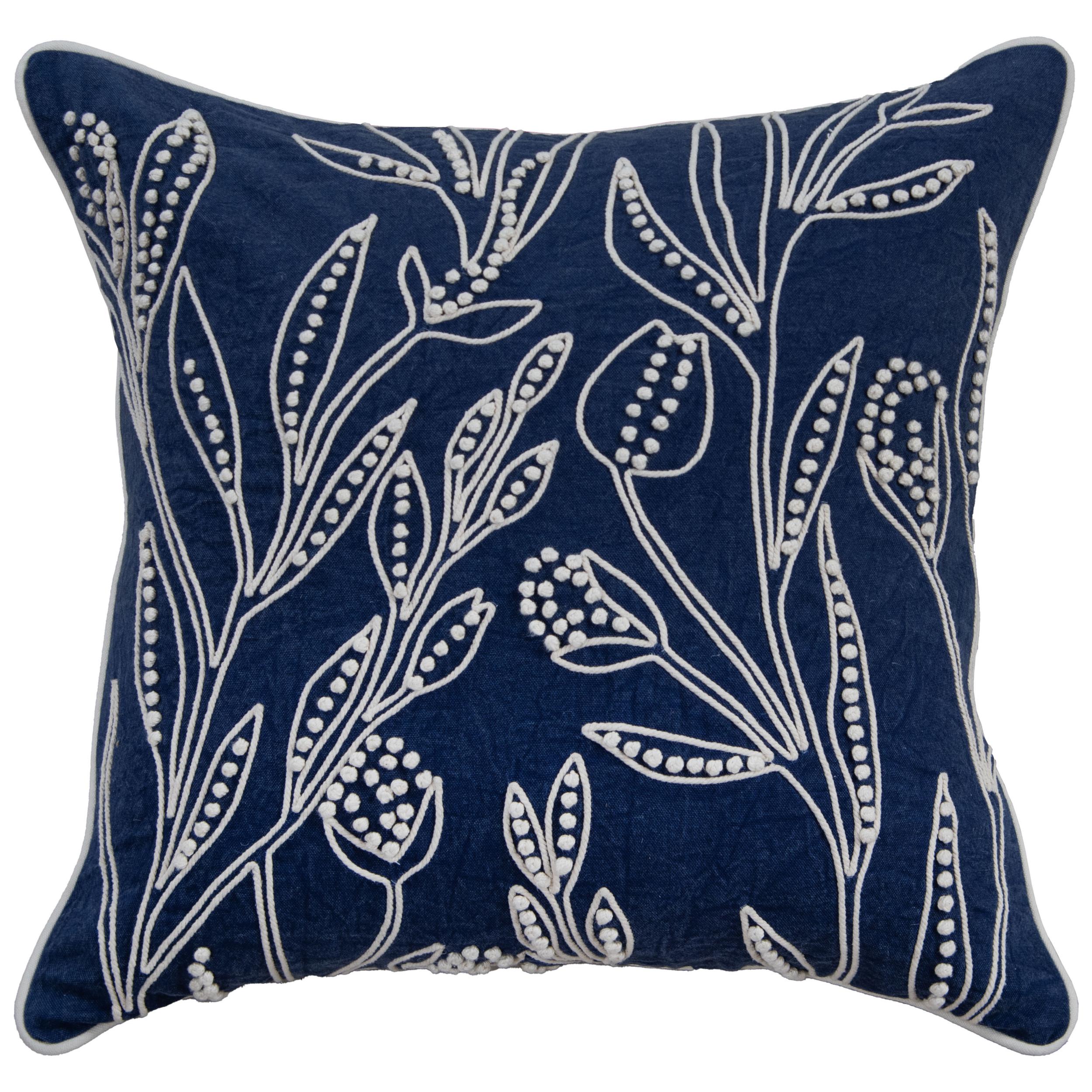 Botanical Embroidered Throw Pillow