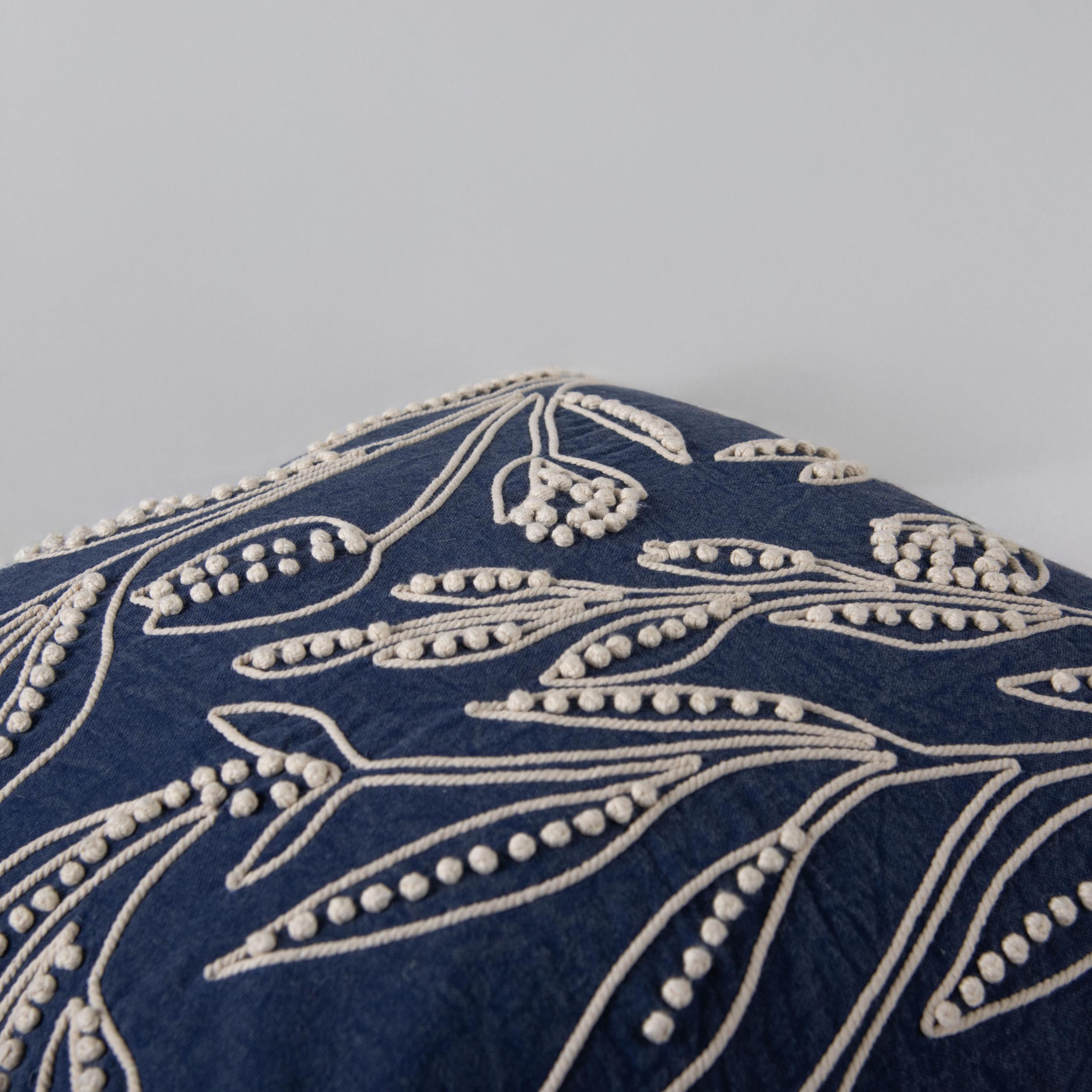 Botanical Embroidered Throw Pillow