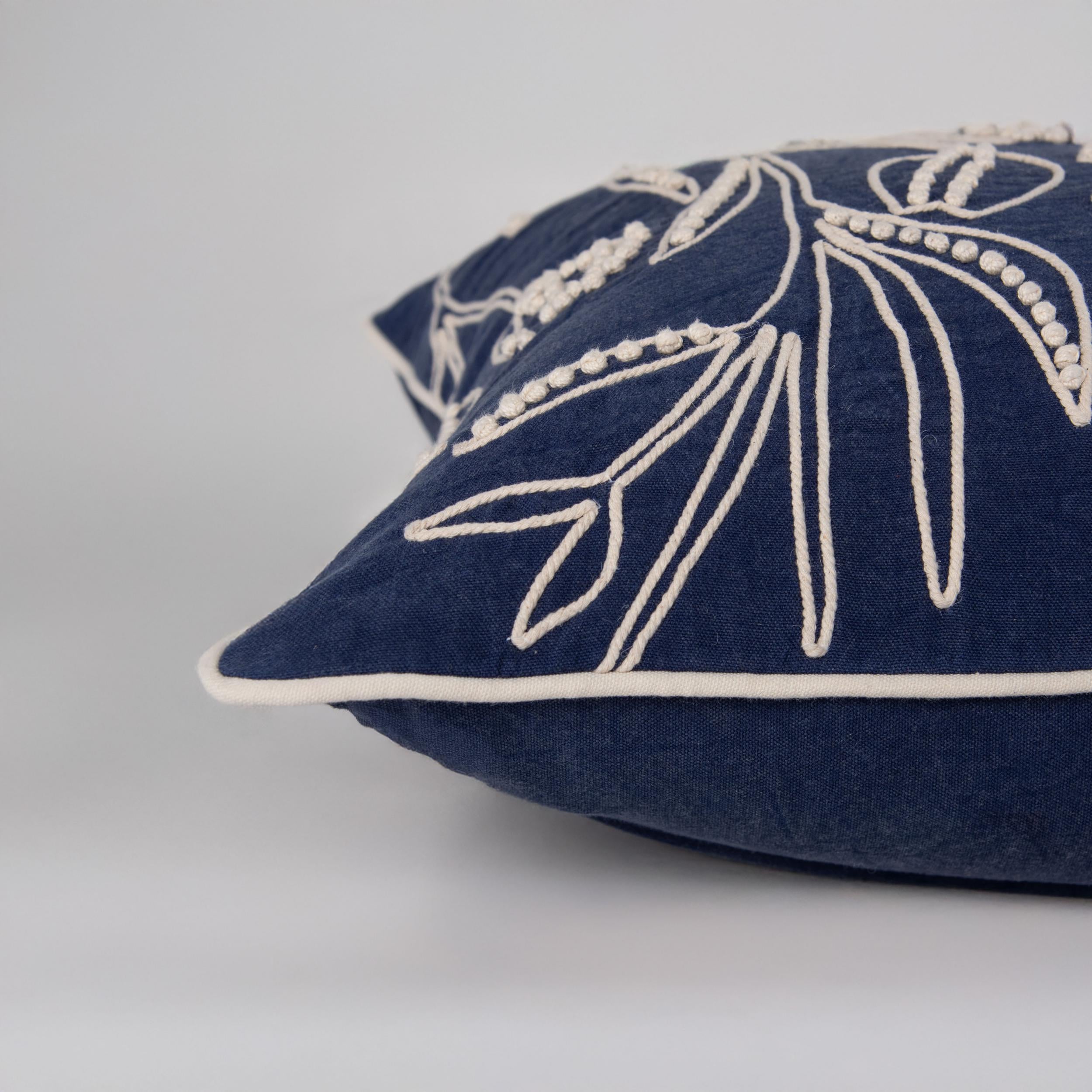Botanical Embroidered Throw Pillow
