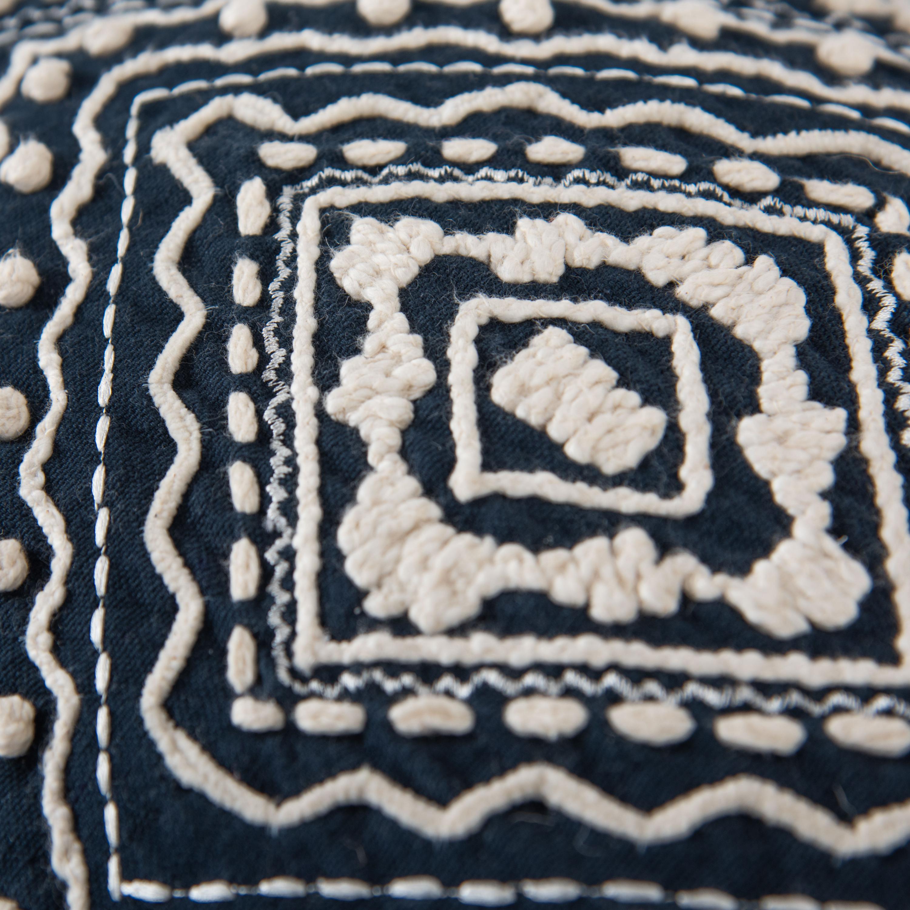 Embroidered Medallion Geometric Lumbar Throw Pillow