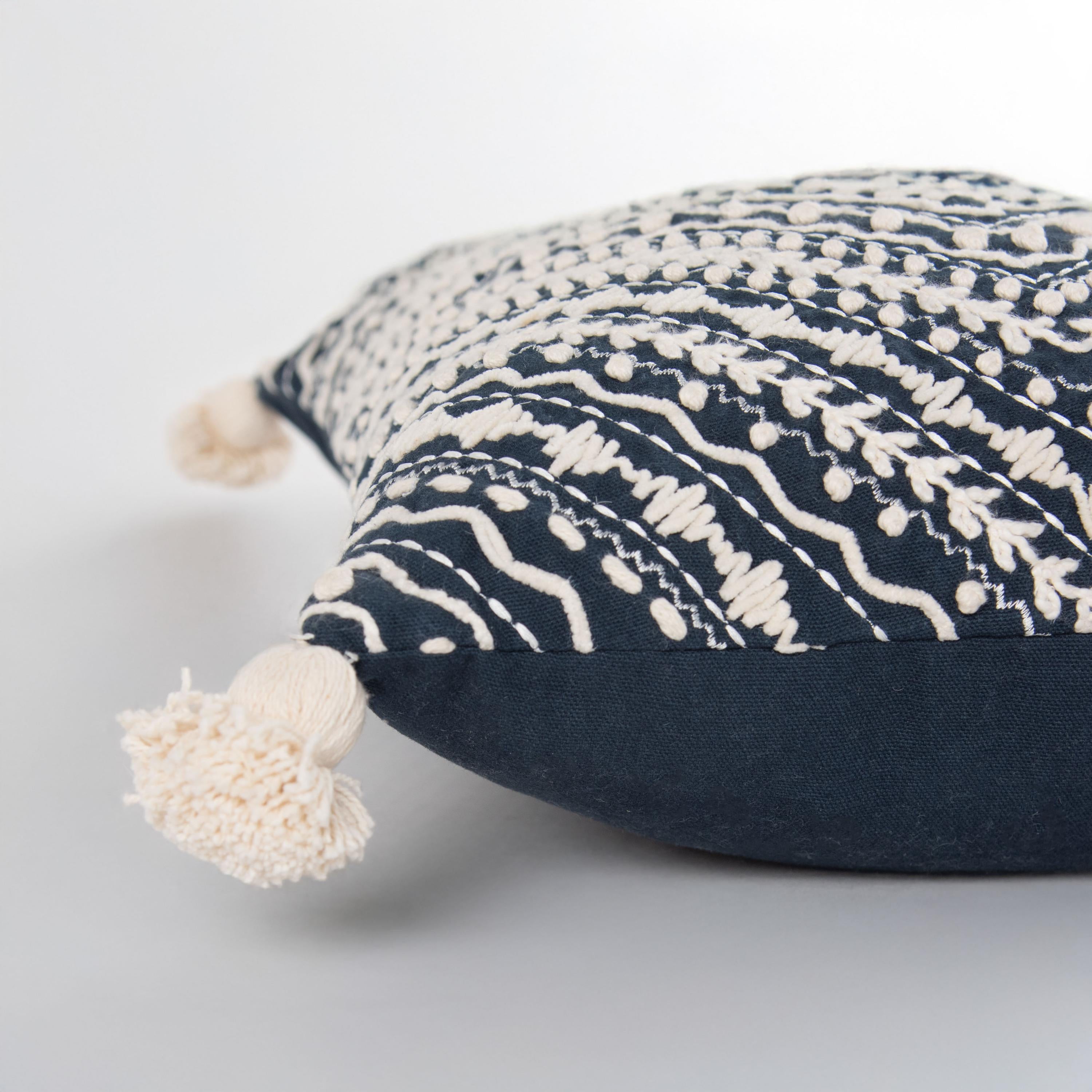 Embroidered Medallion Geometric Lumbar Throw Pillow