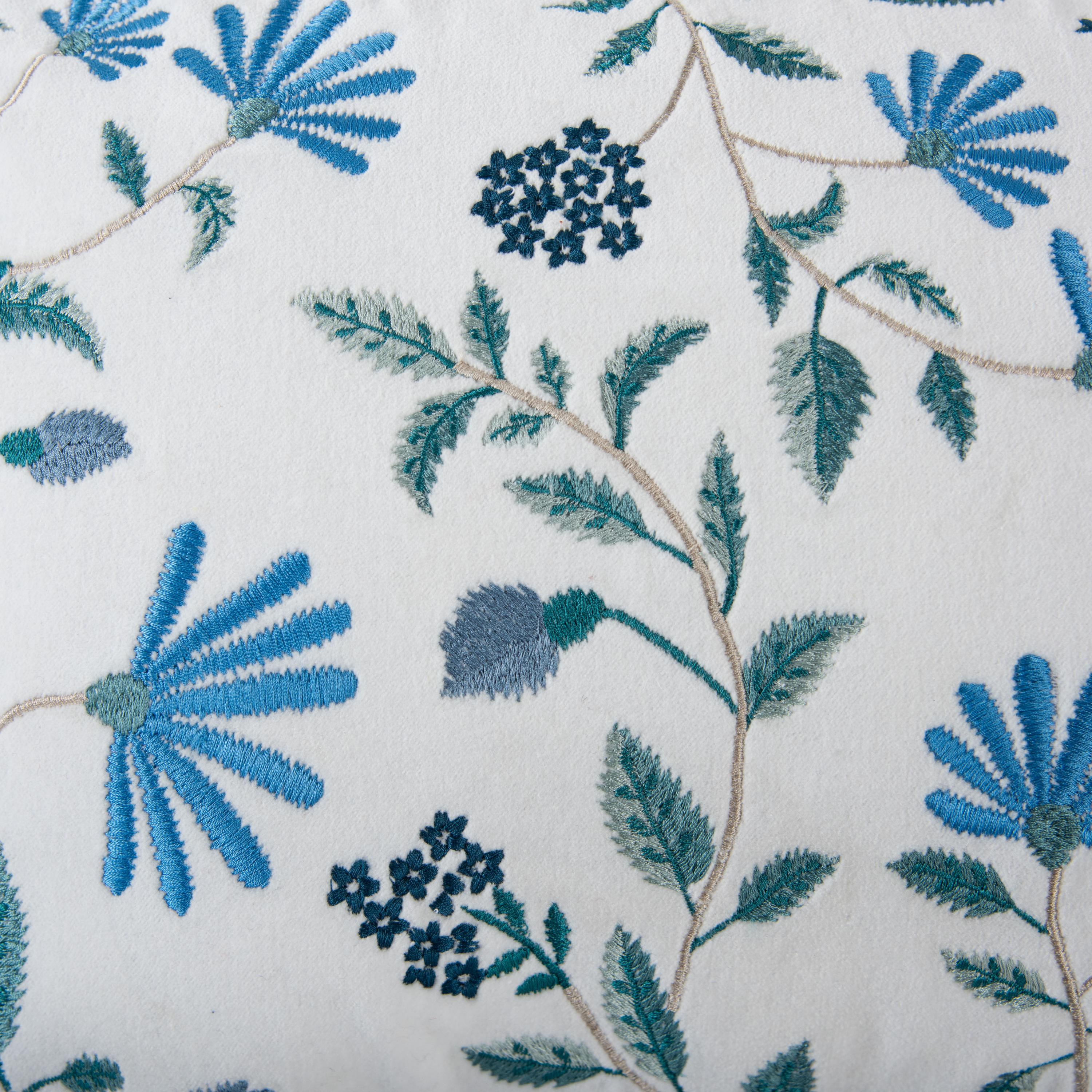 Cotton Velvet Embroidered Botanical Decorative Throw Pillow