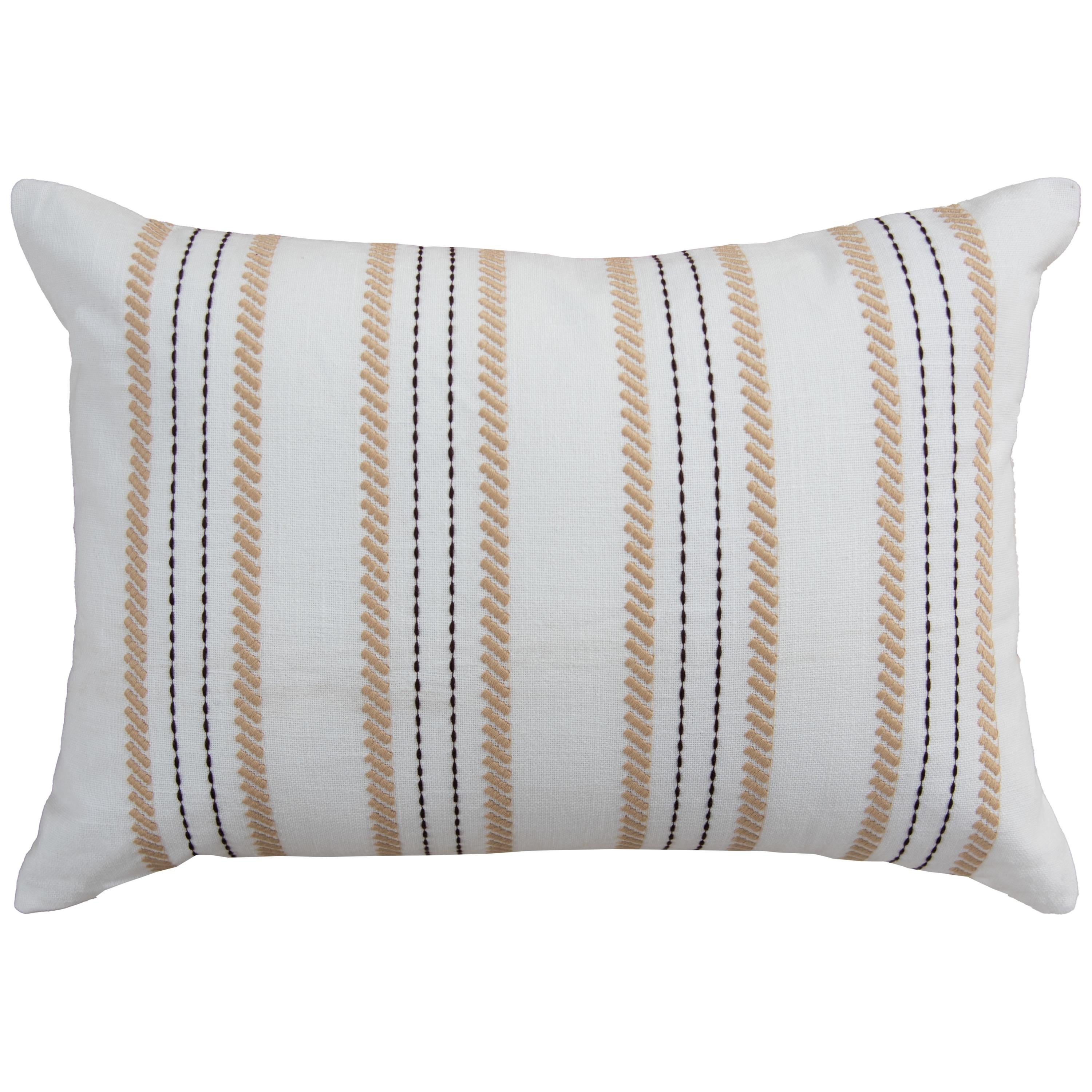 Woven Embroidered Stripe Decorative Throw Pillow