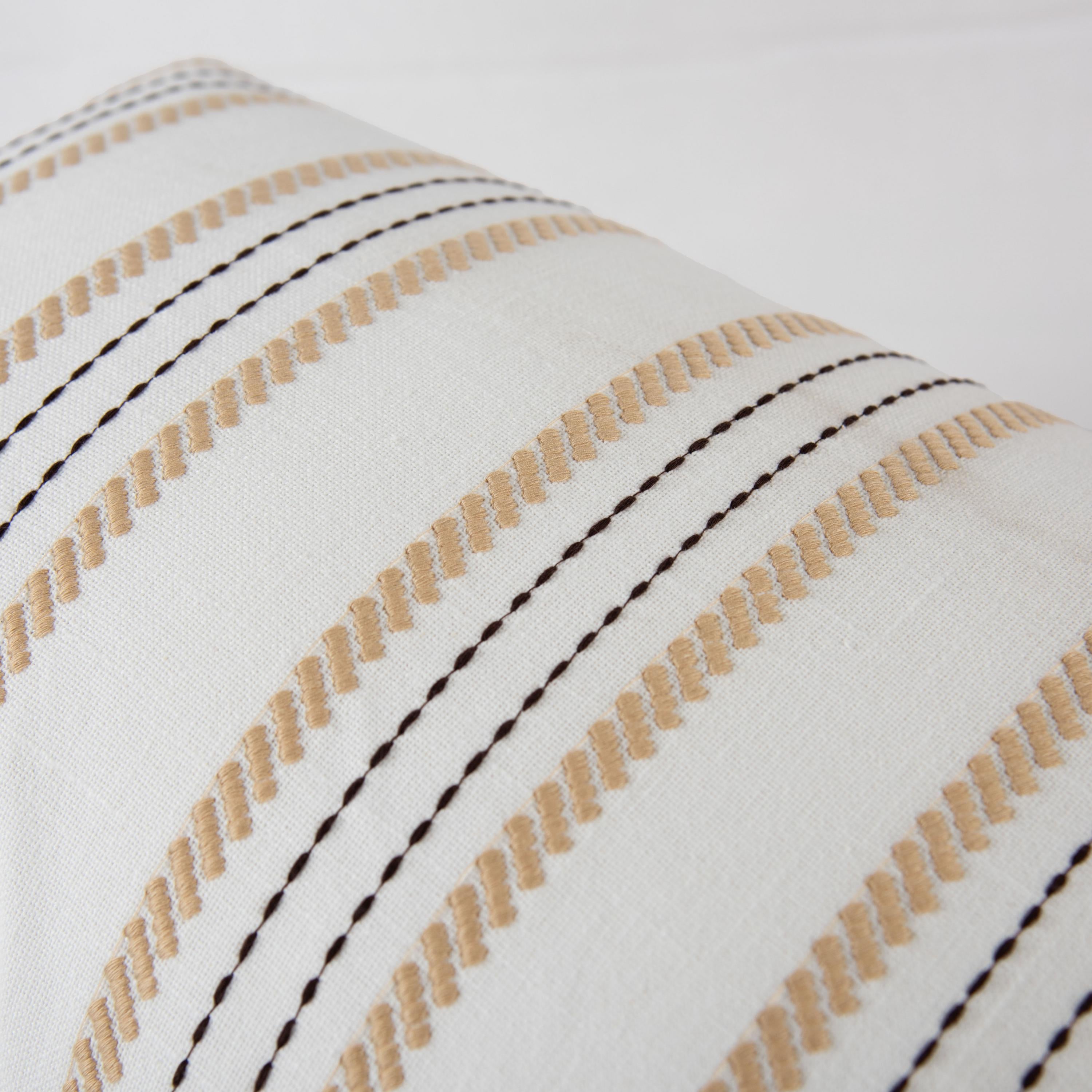 Woven Embroidered Stripe Decorative Throw Pillow