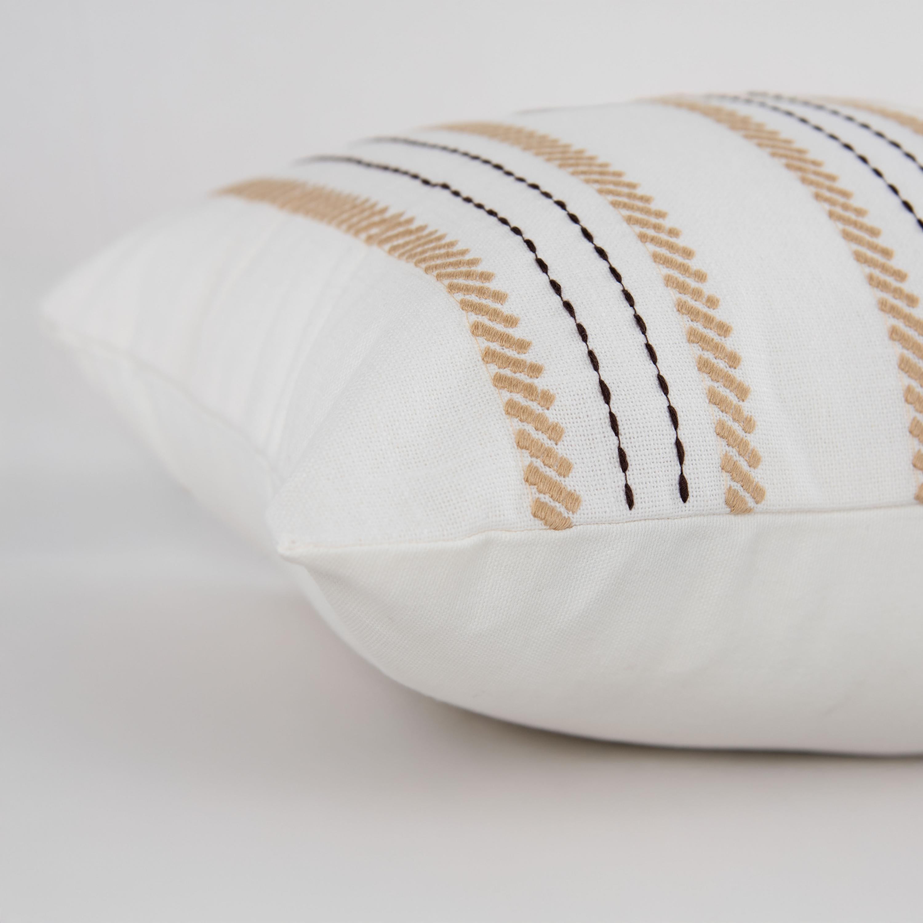 Woven Embroidered Stripe Decorative Throw Pillow