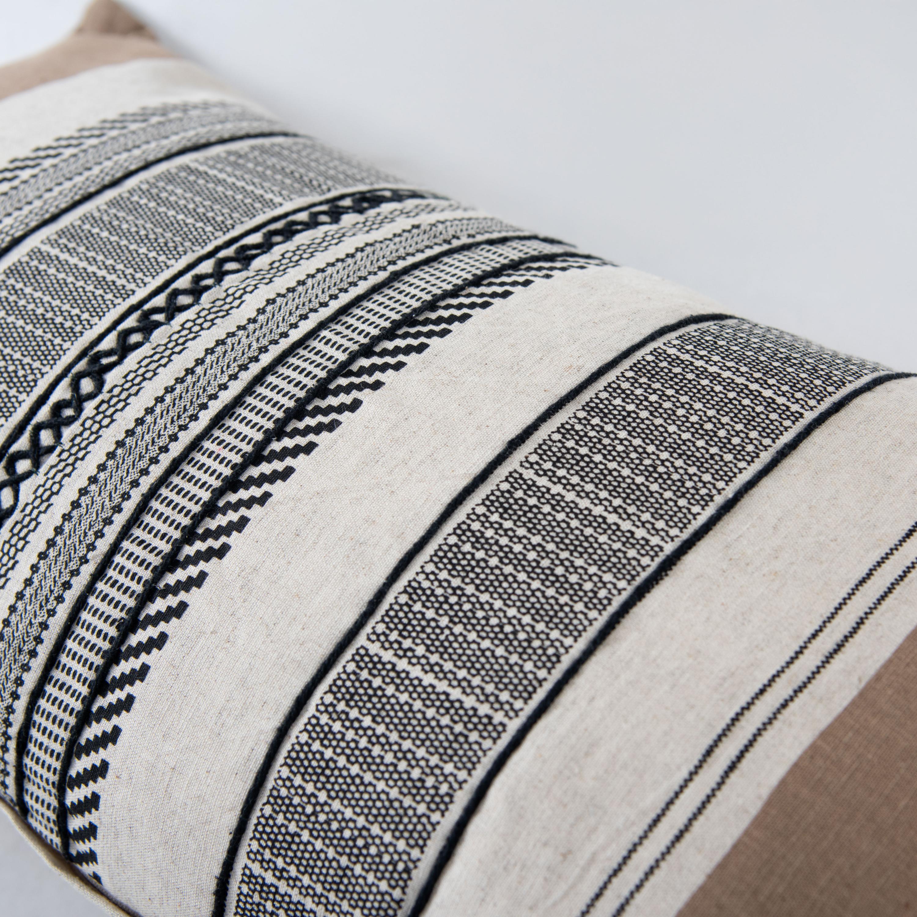 Embroidered Pattern Blocked Decorative Lumbar Pillow