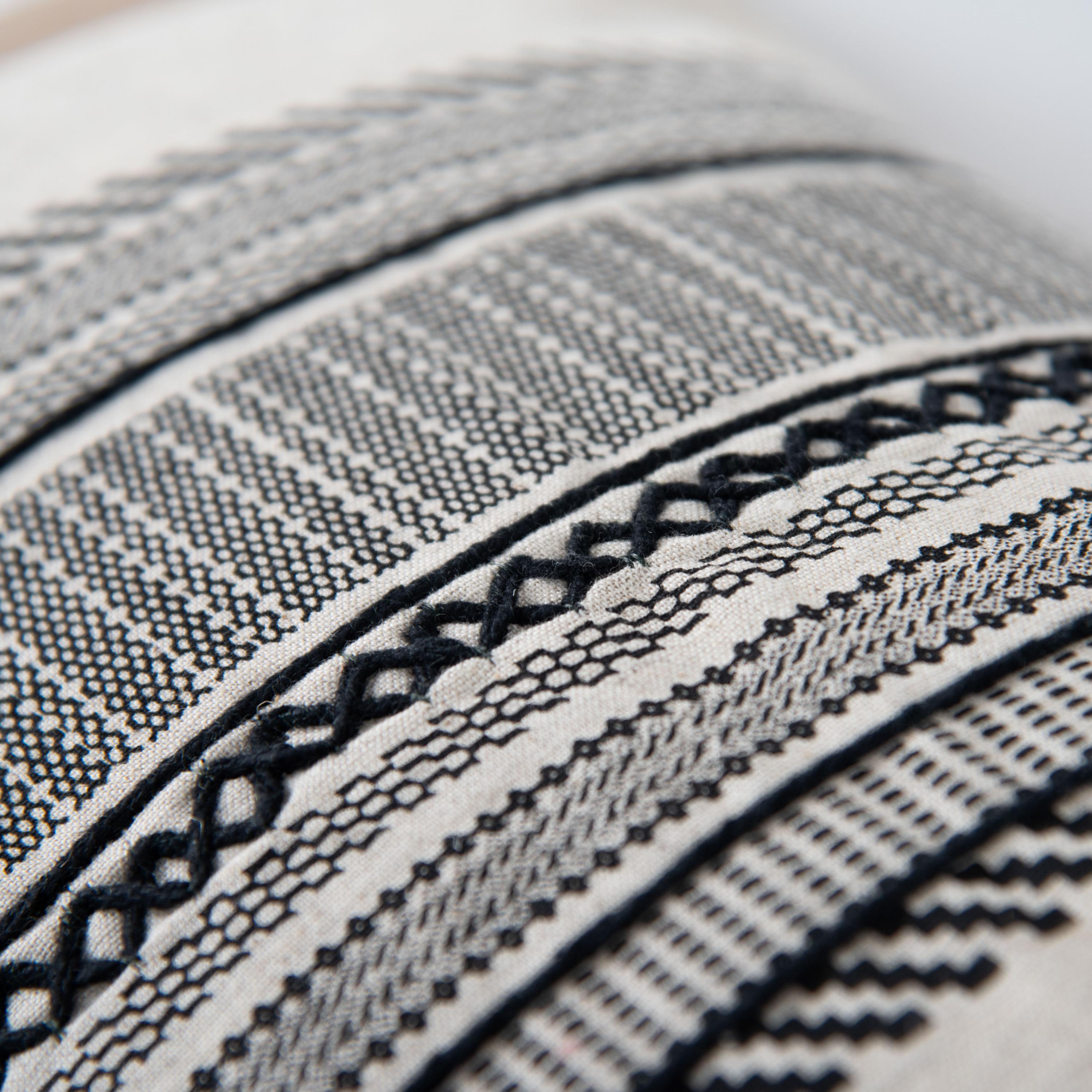 Embroidered Pattern Blocked Decorative Lumbar Pillow
