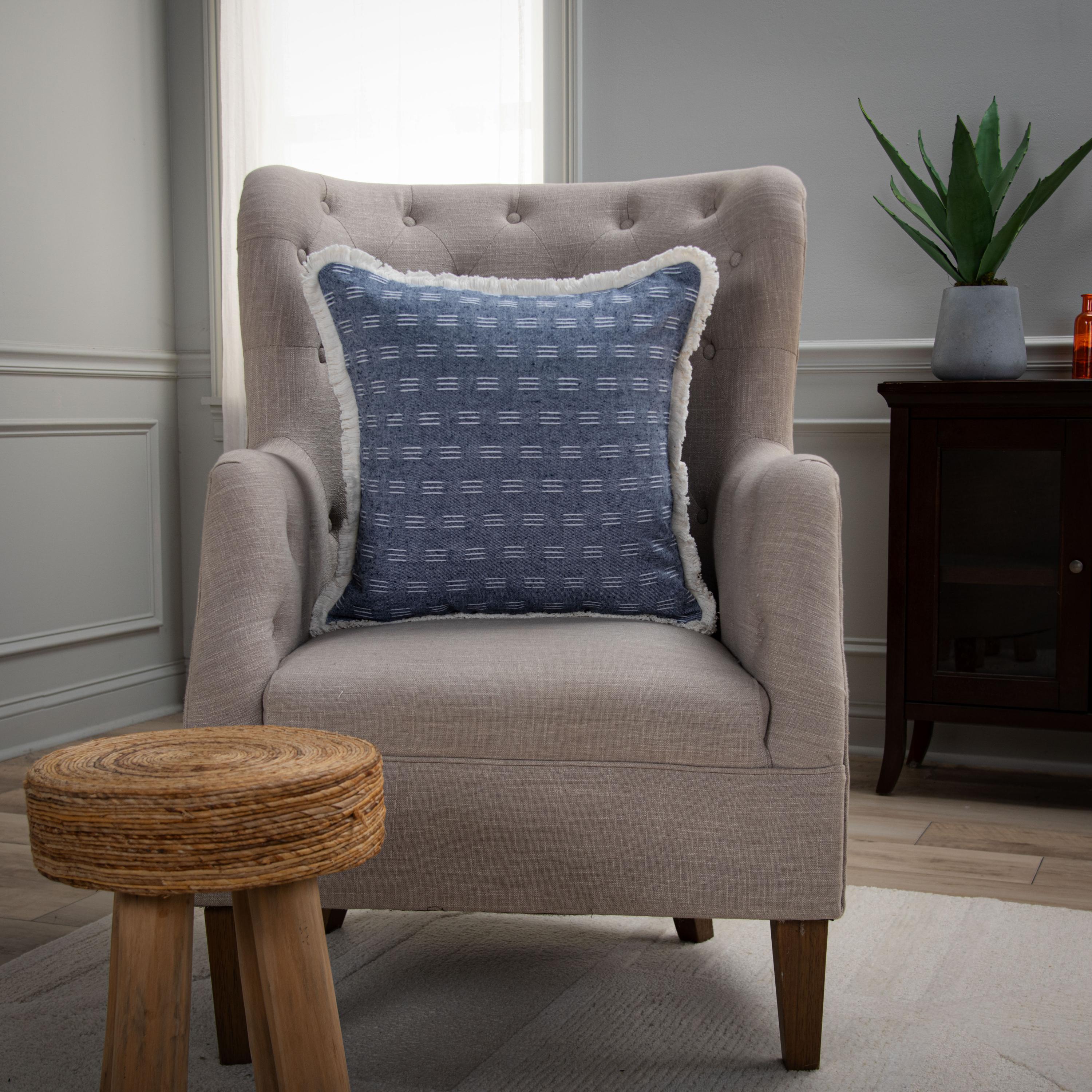 Fringed Printed Decorative Throw Pillow