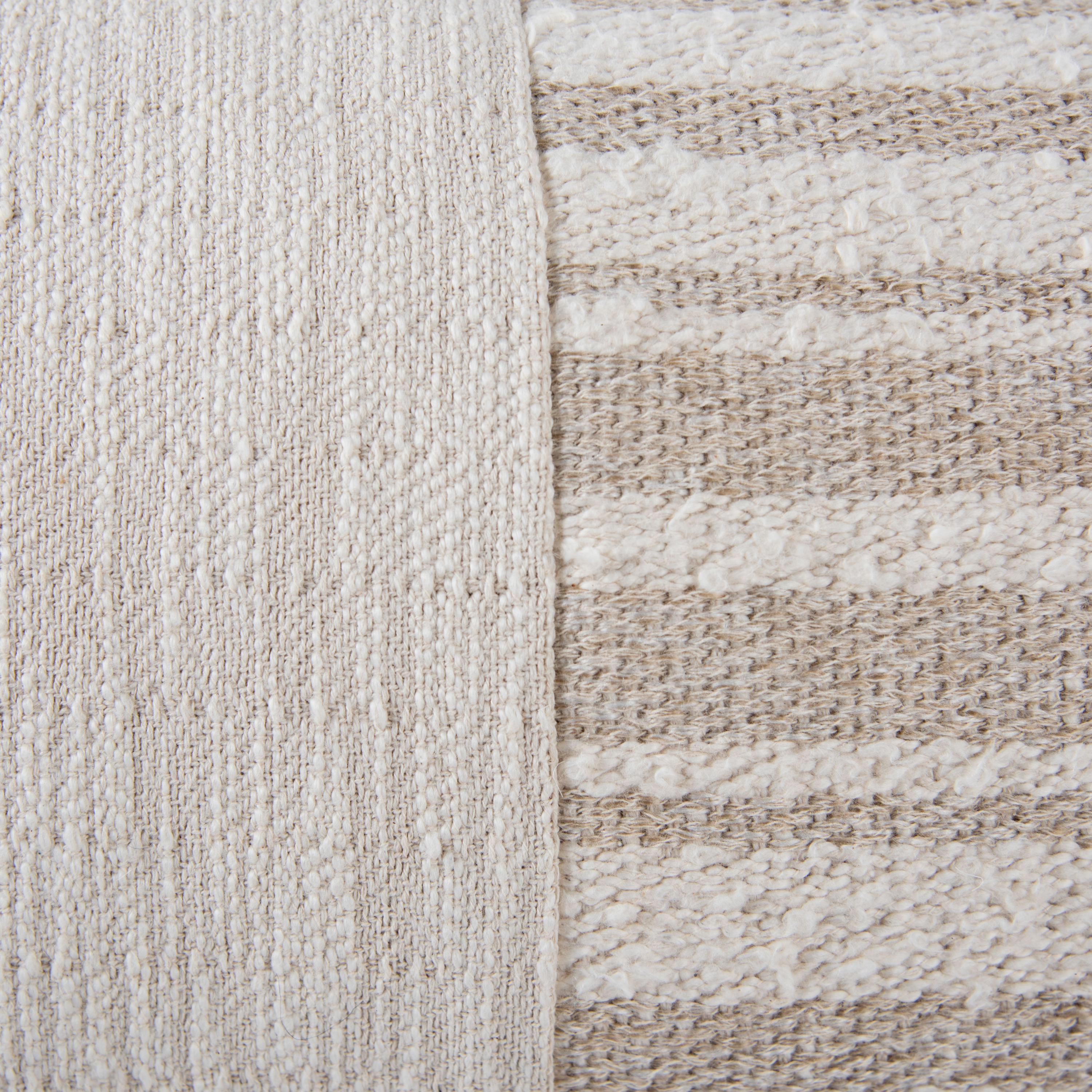 Woven Neutral Stripe Lumbar Throw Pillow