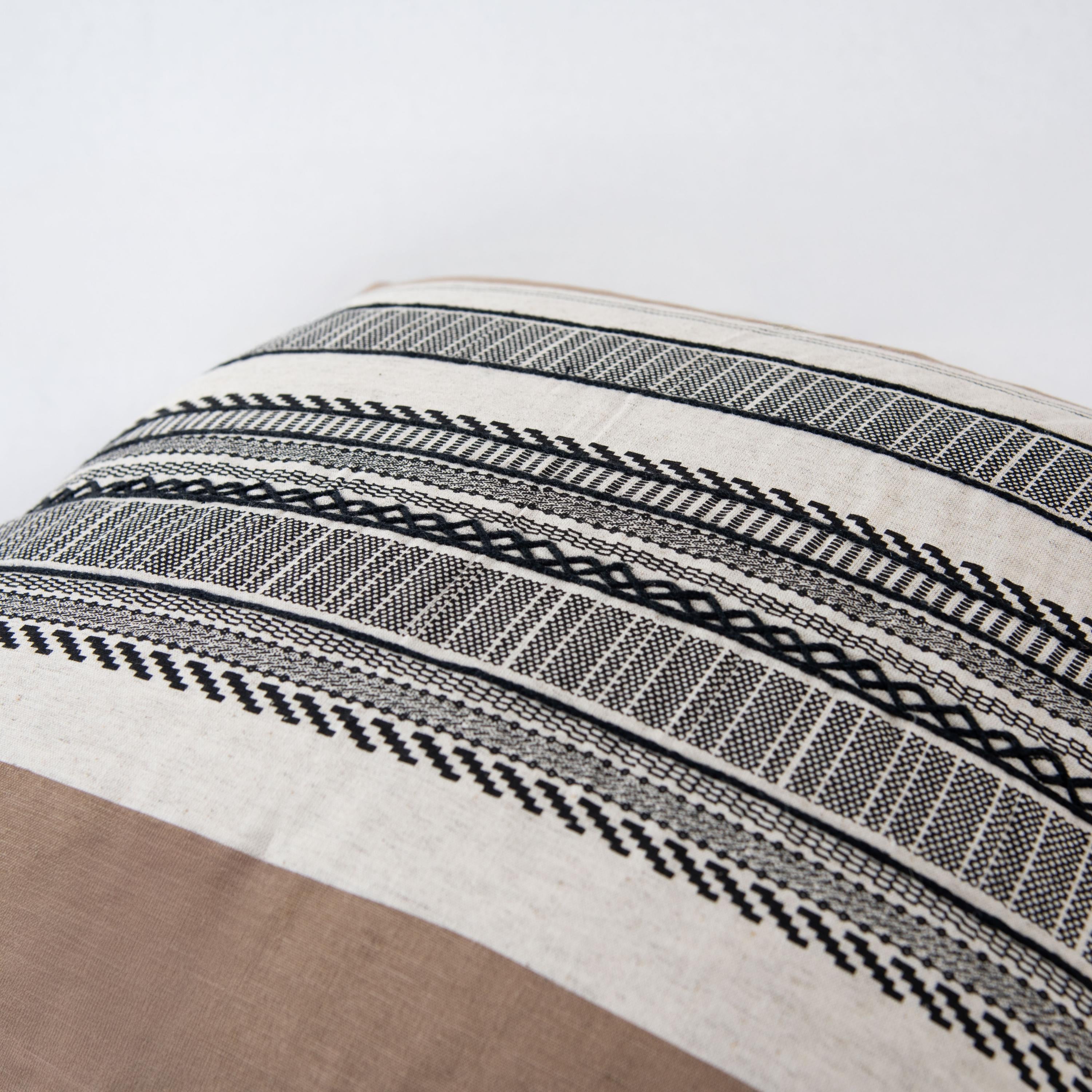 Embroidered Pattern Blocked Decorative Throw Pillow