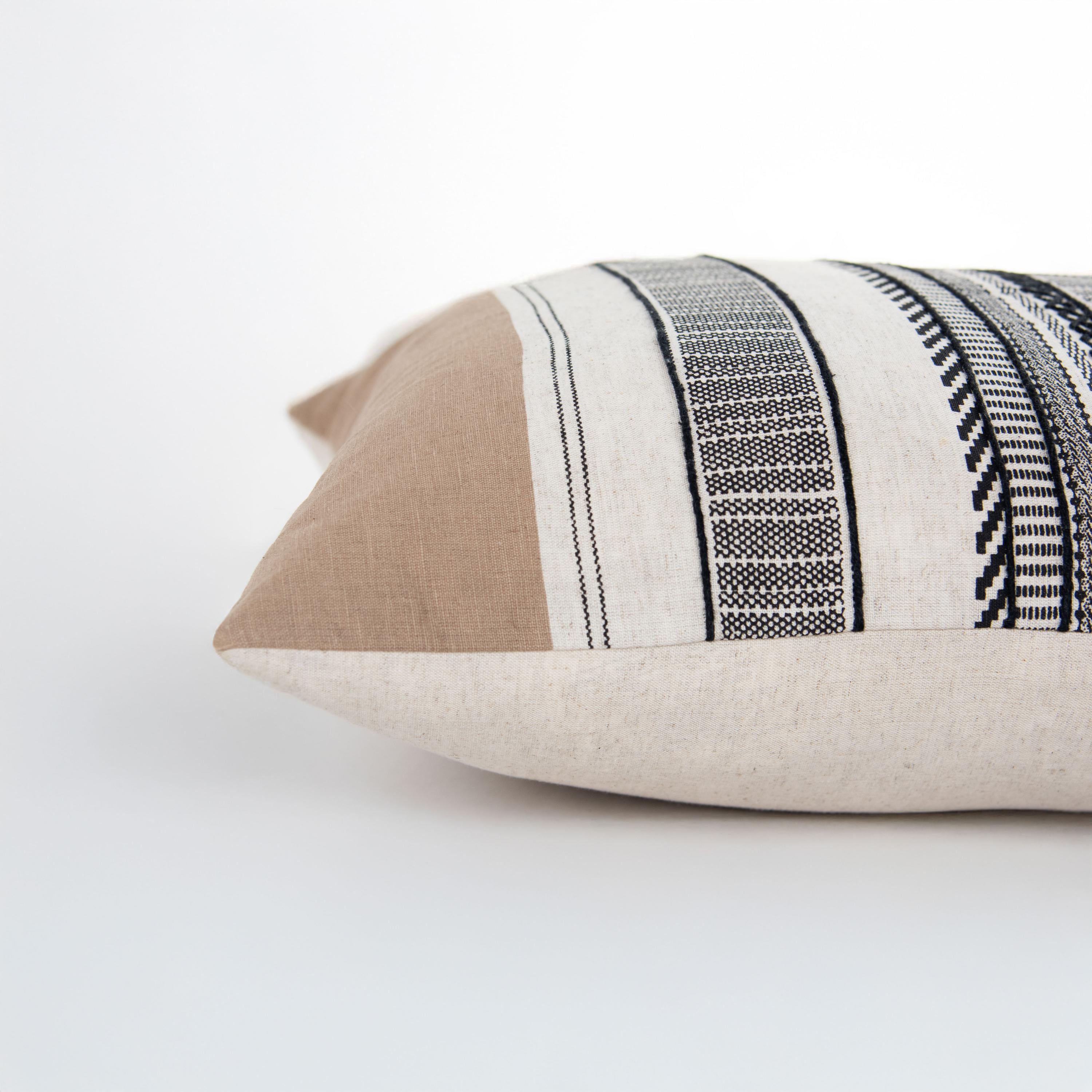 Embroidered Pattern Blocked Decorative Throw Pillow