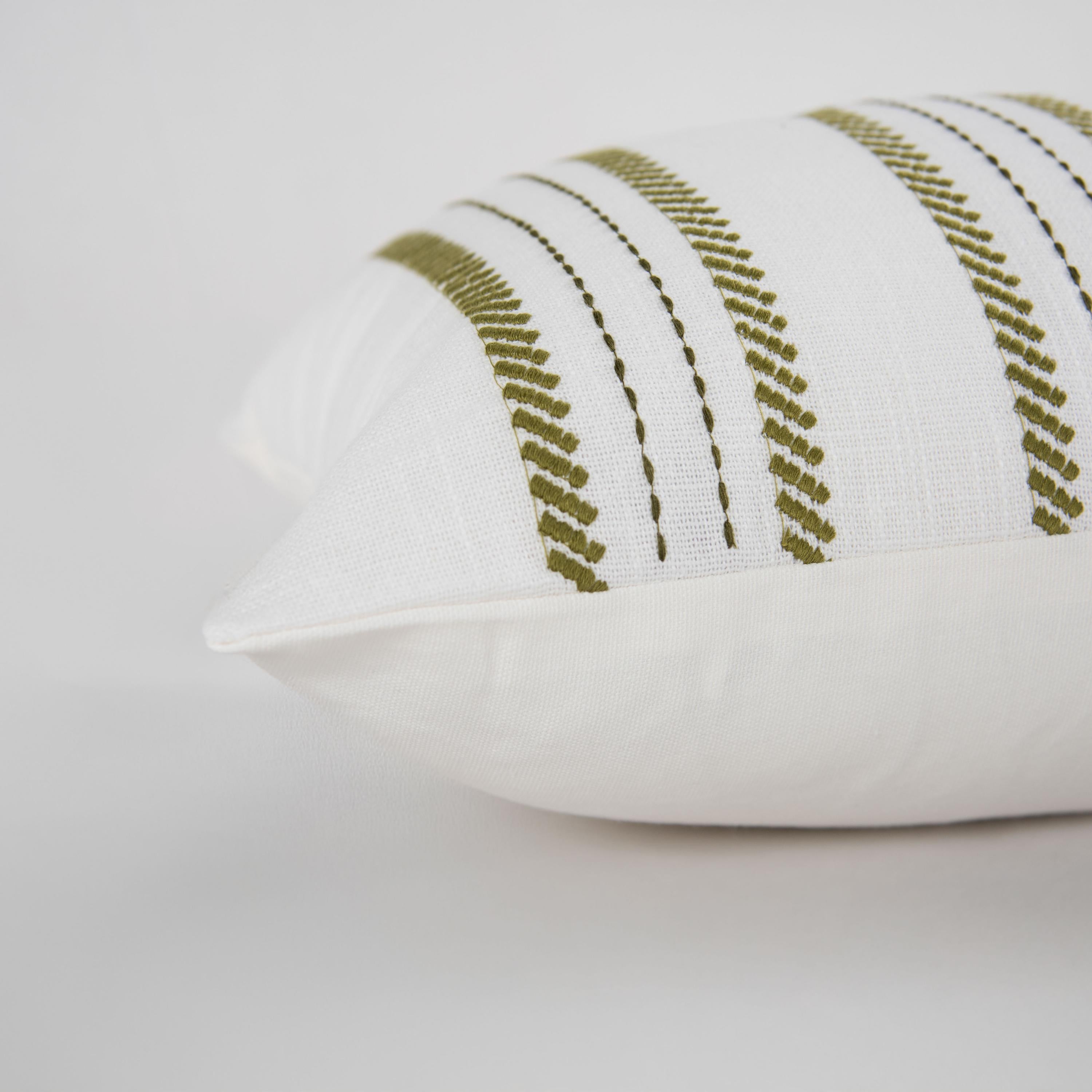 Woven Embroidered Stripe Decorative Throw Pillow