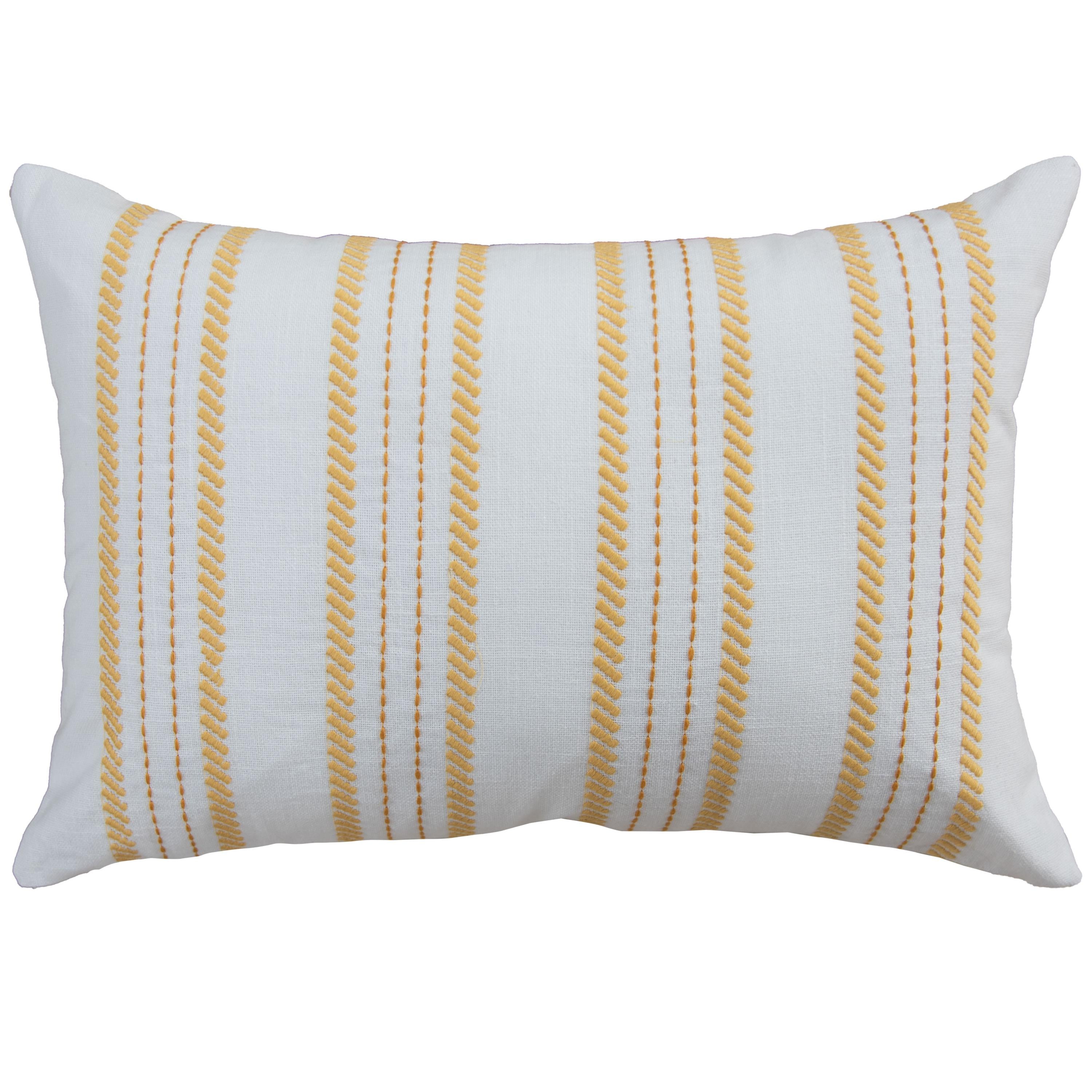 Woven Embroidered Stripe Decorative Throw Pillow