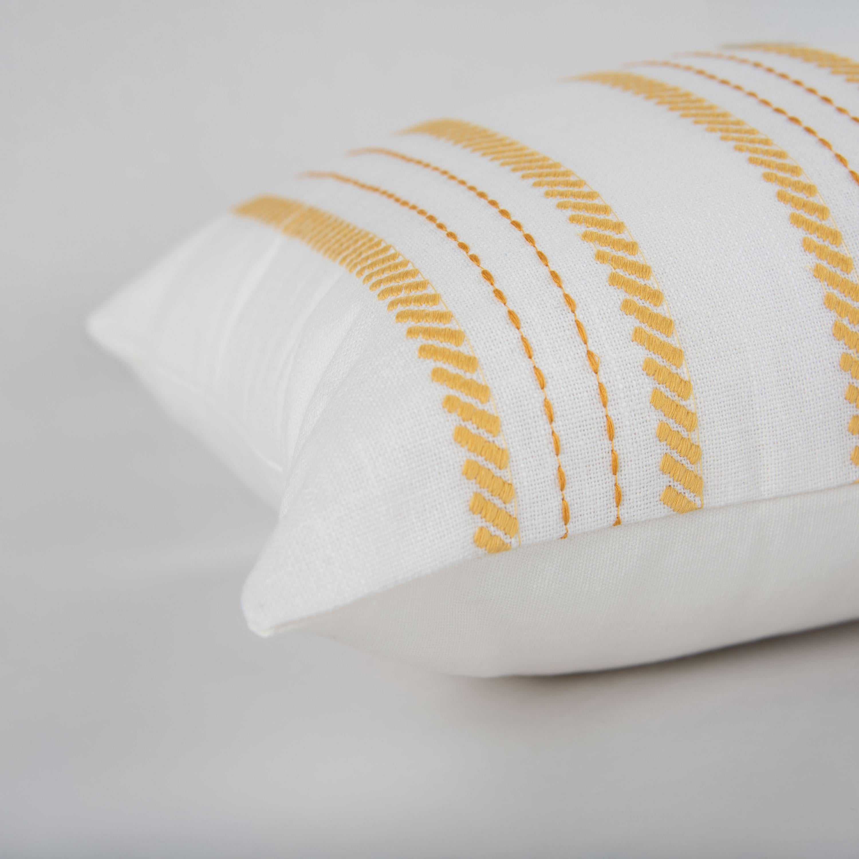 Woven Embroidered Stripe Decorative Throw Pillow