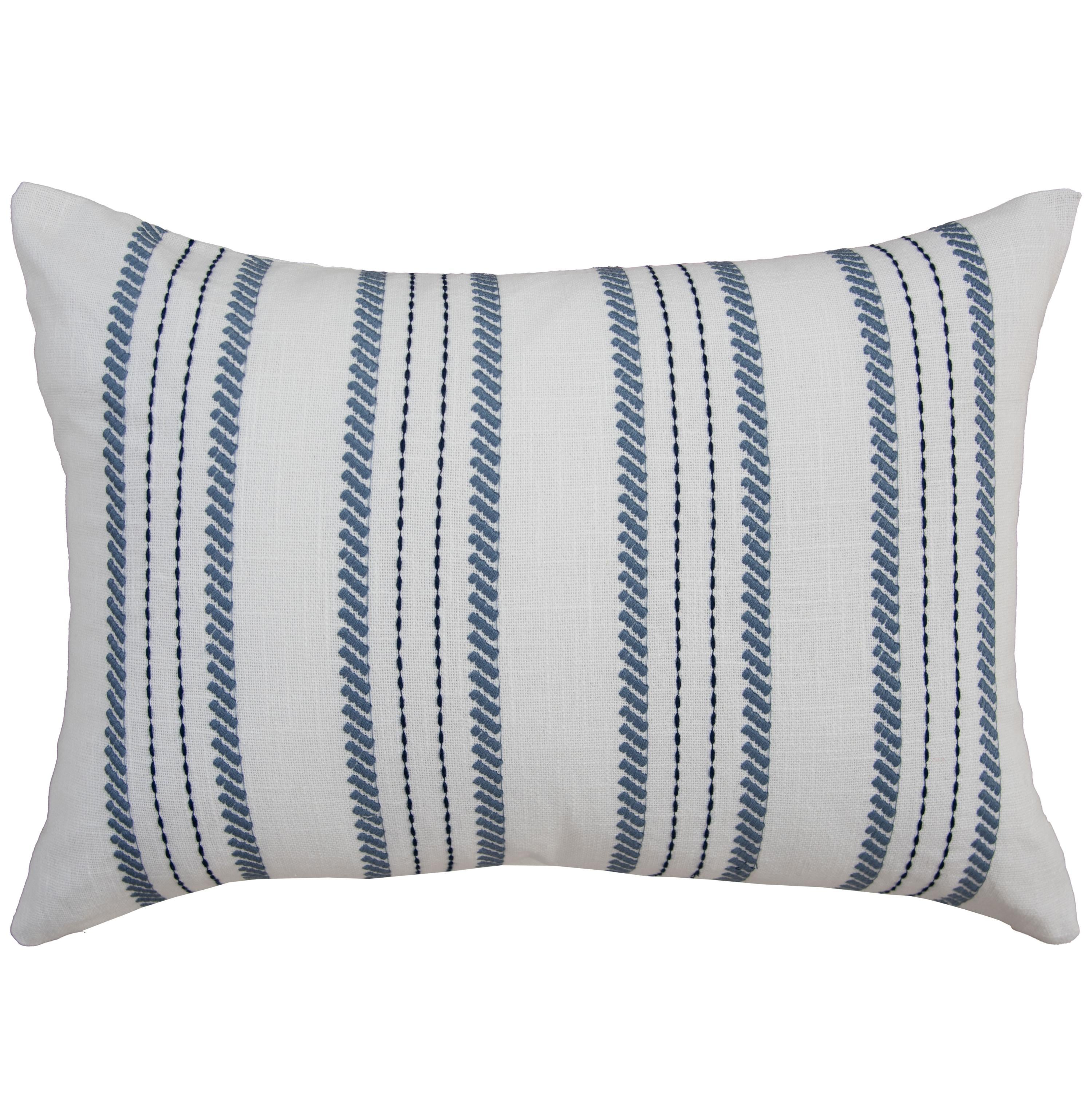 Woven Embroidered Stripe Decorative Throw Pillow