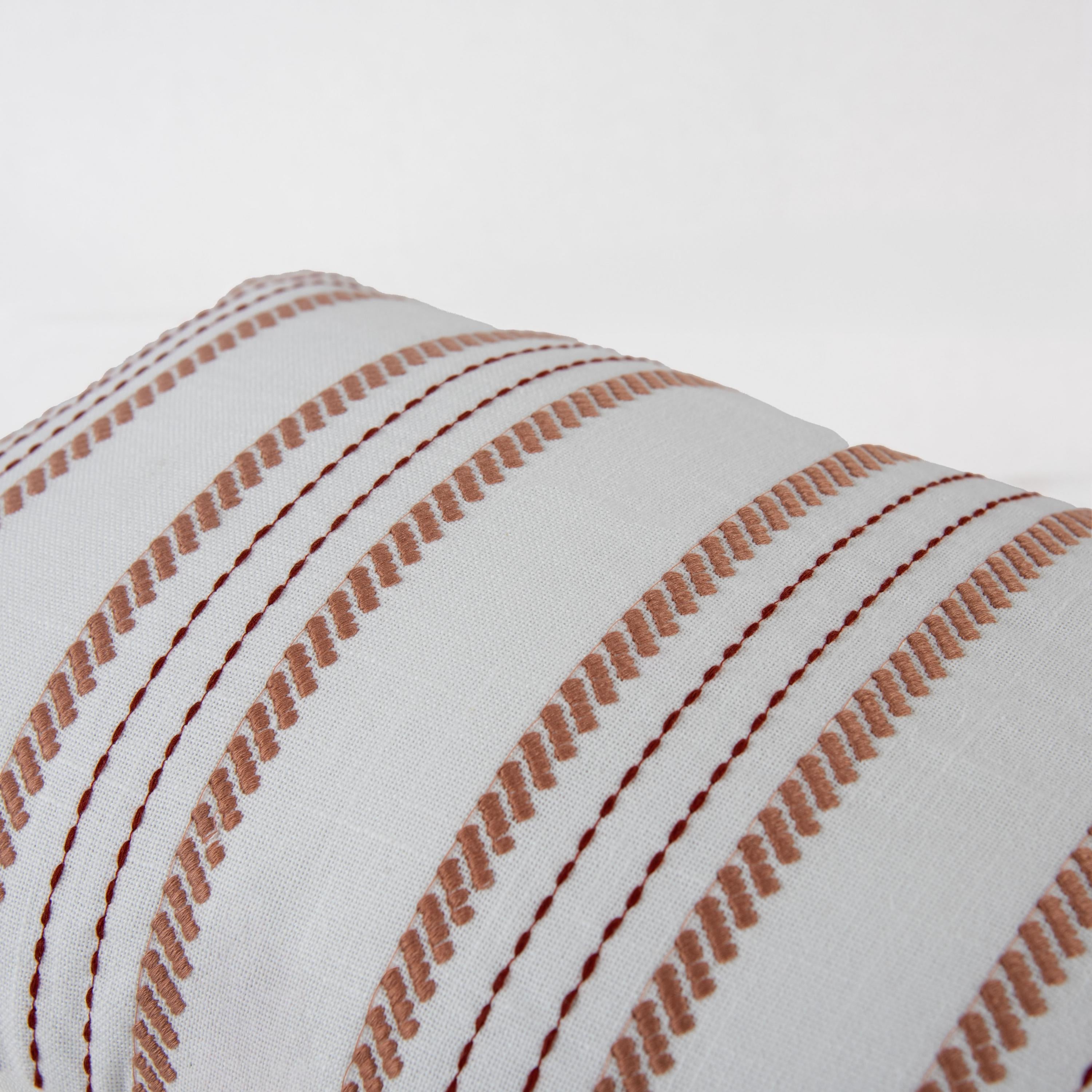 Woven Embroidered Stripe Decorative Throw Pillow