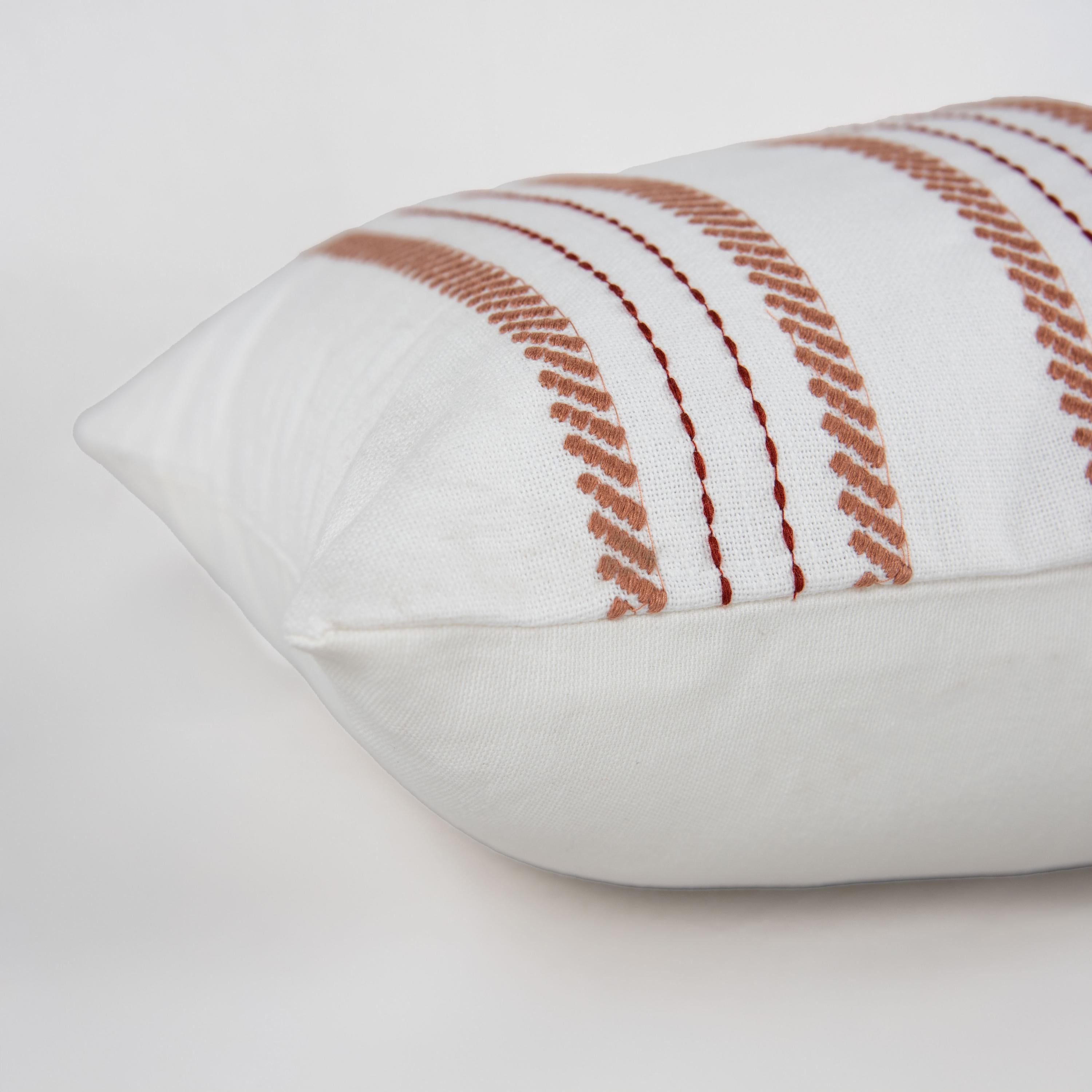 Woven Embroidered Stripe Decorative Throw Pillow