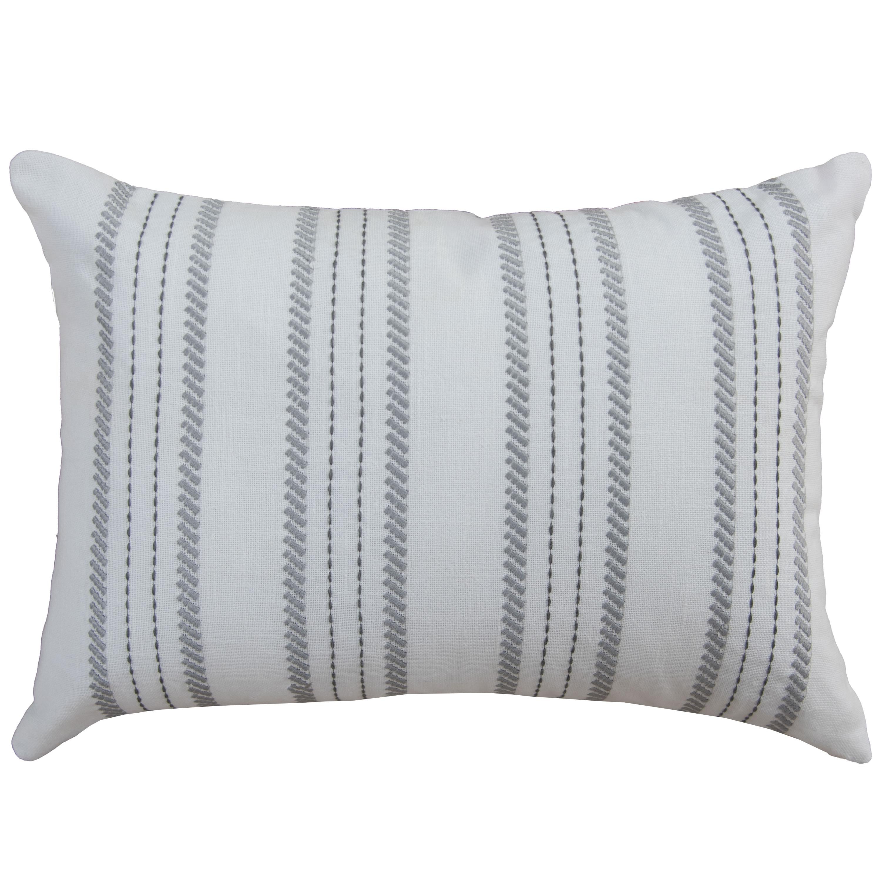 Woven Embroidered Stripe Decorative Throw Pillow