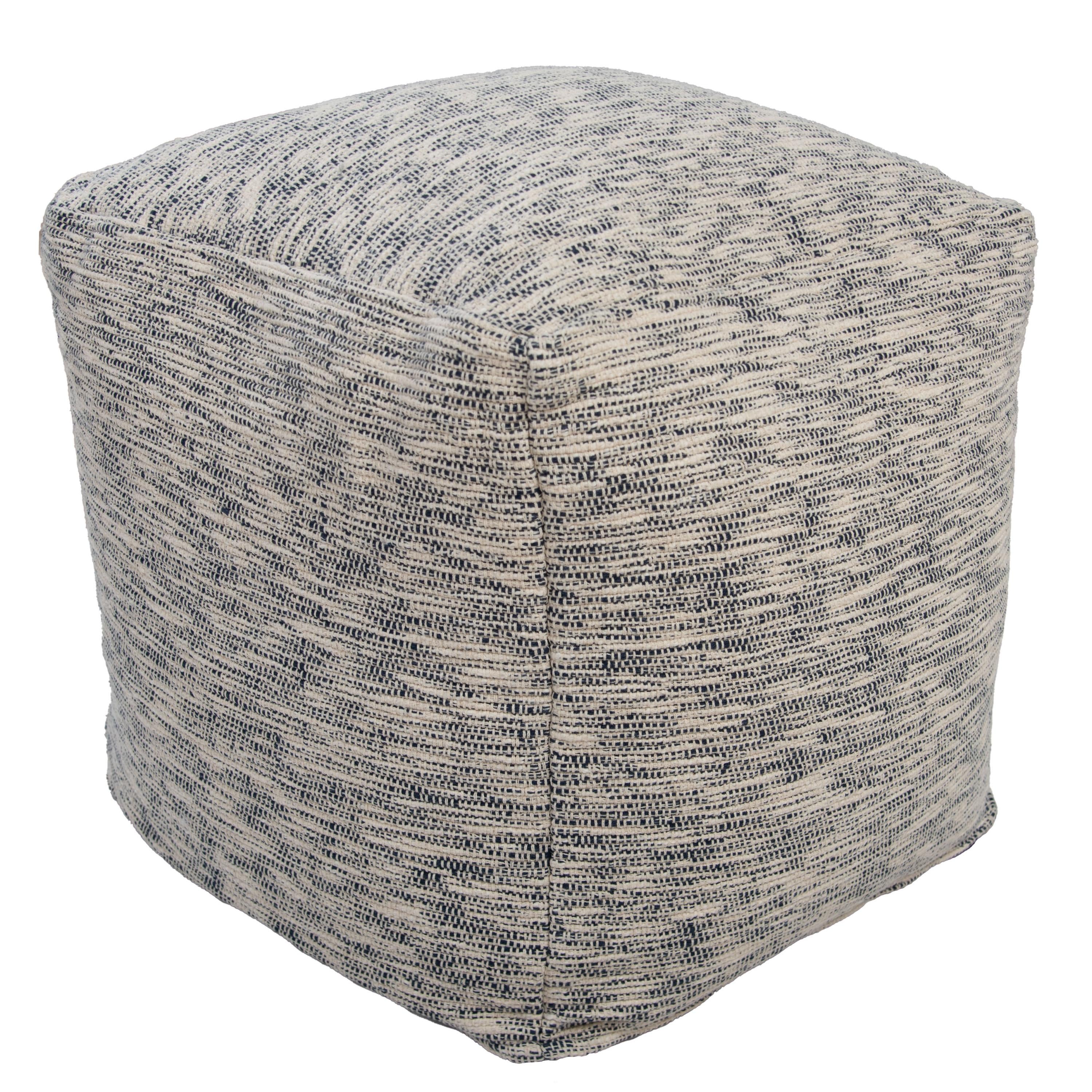Woven Heathered Abstract Decorative Pouf