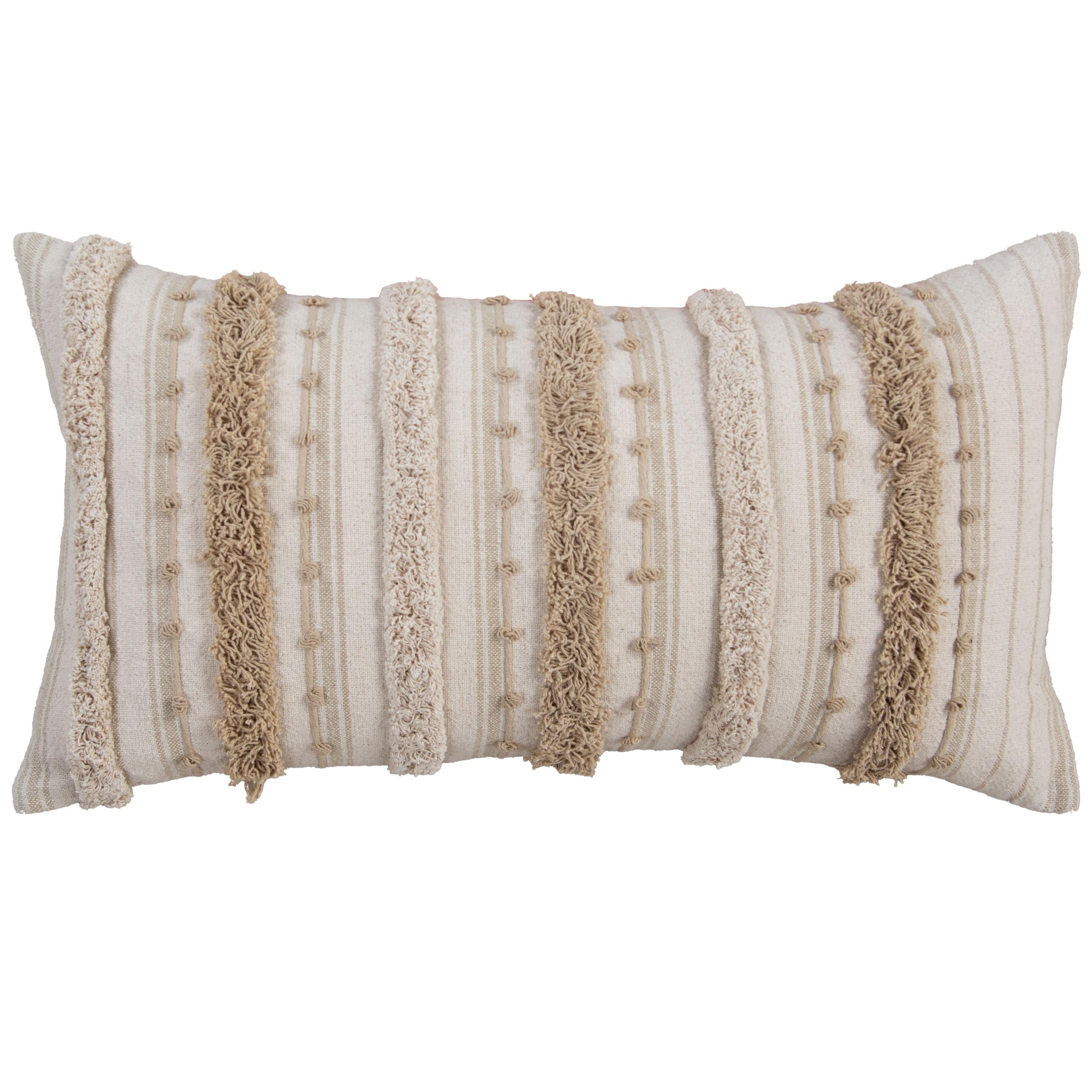 Embroidered Stripe Lumbar Throw Pillow