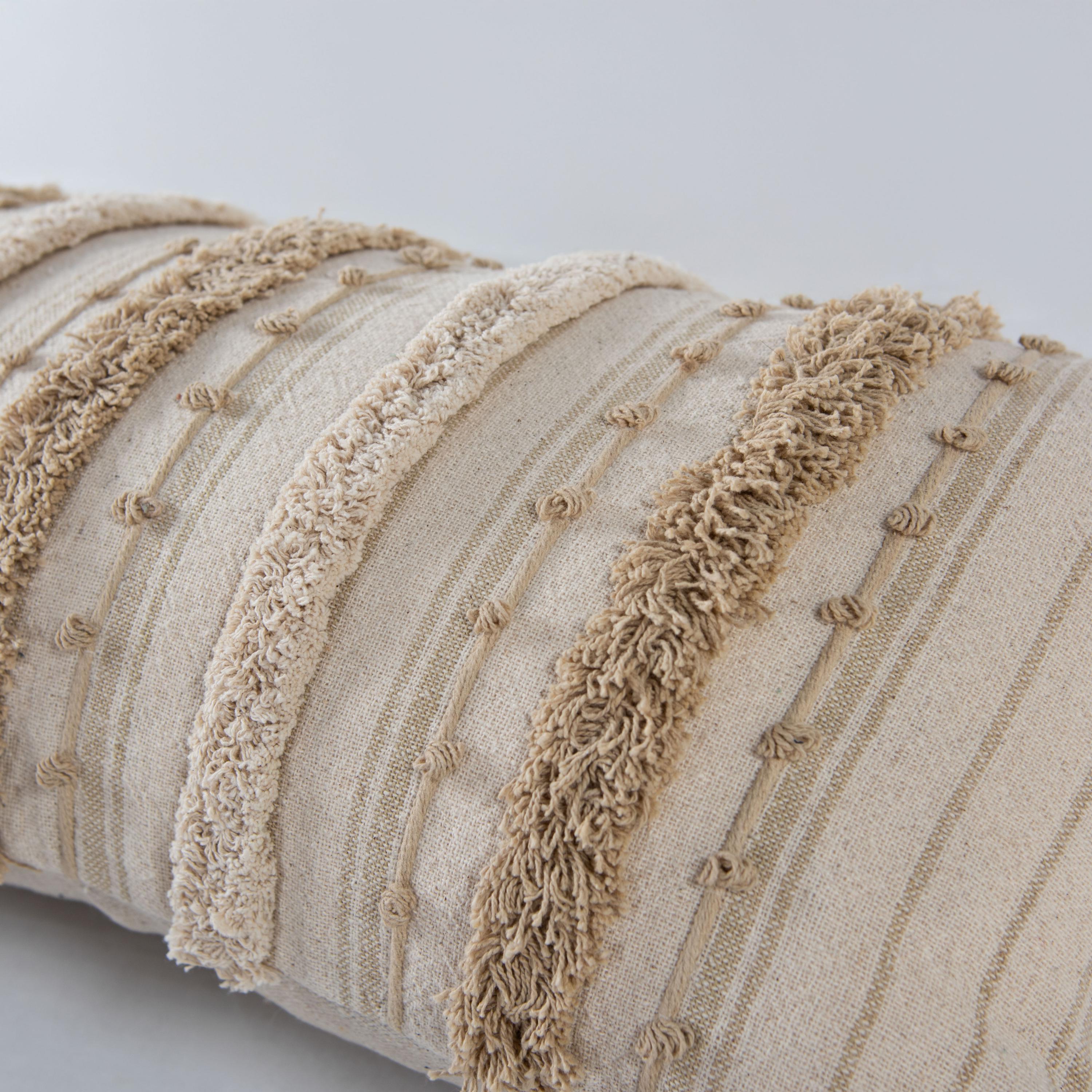Embroidered Stripe Lumbar Throw Pillow
